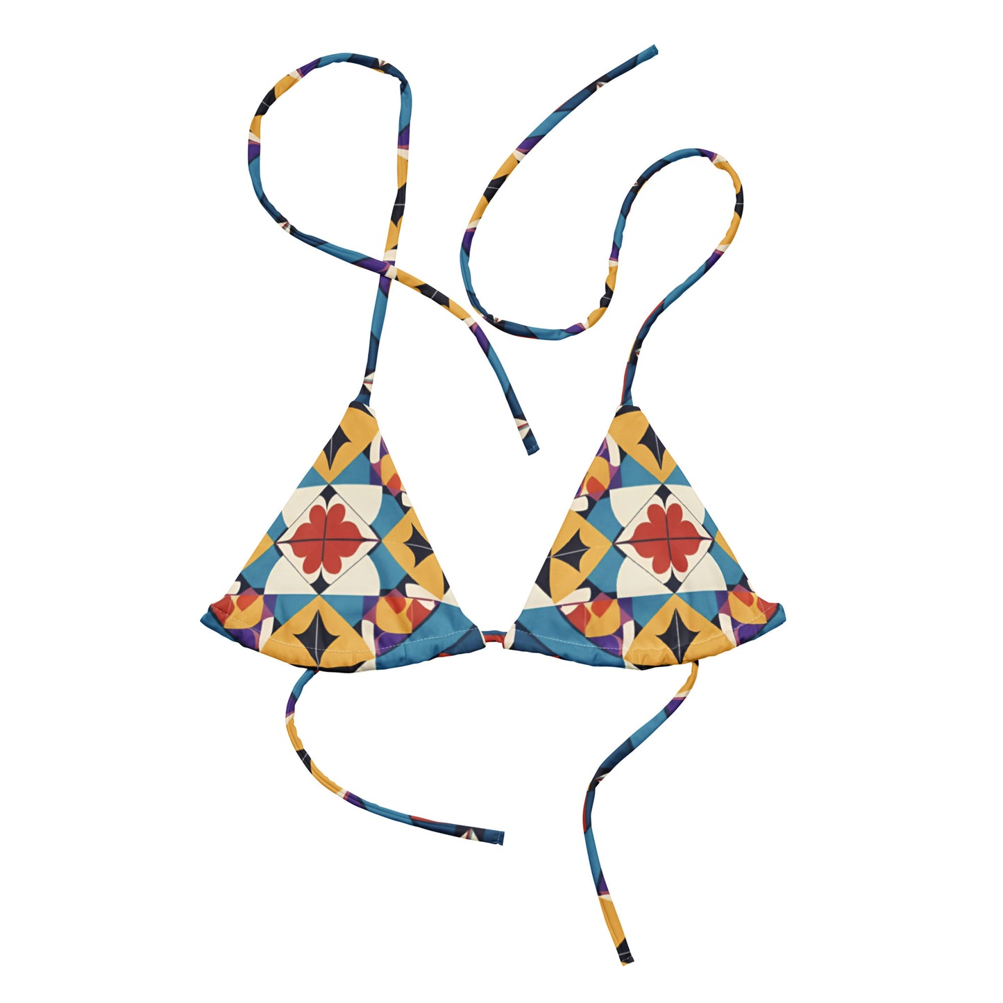 All-over print recycled string bikini top