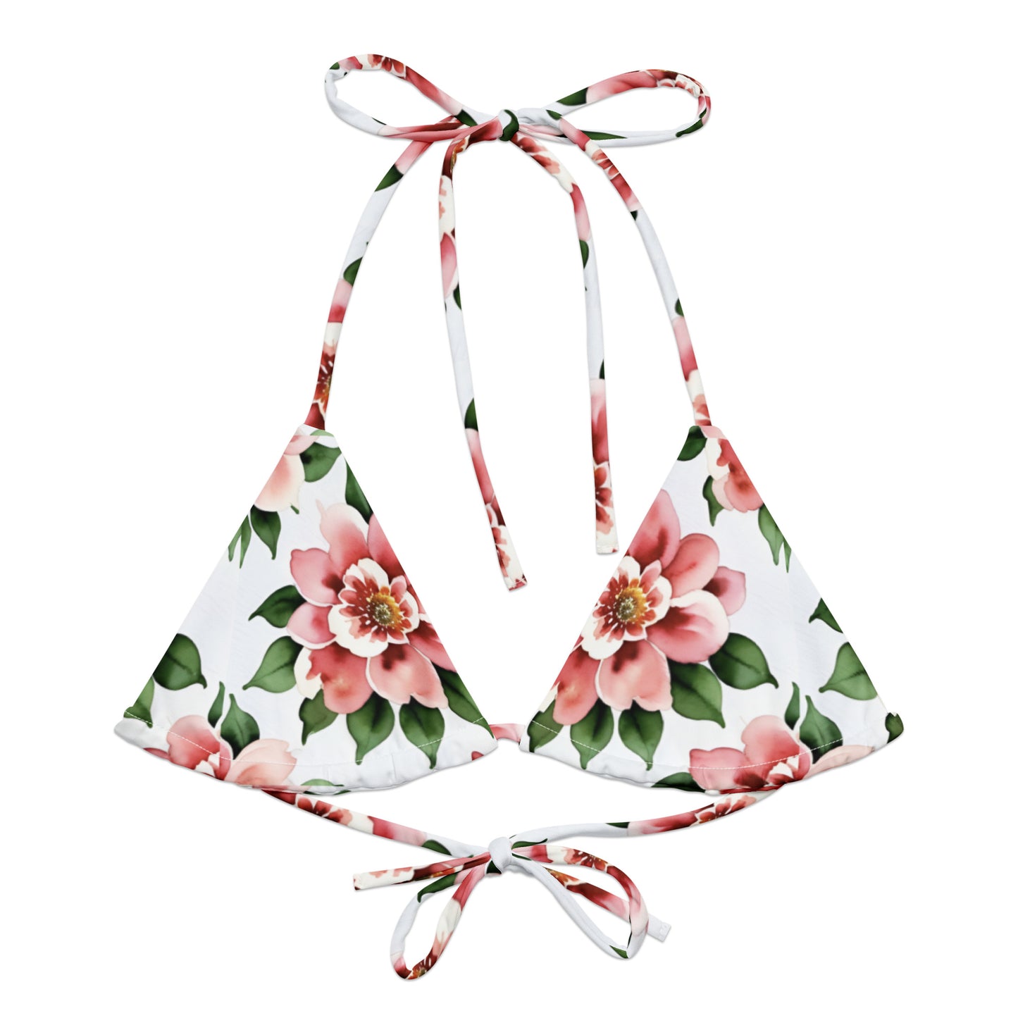 All-over print recycled string bikini top