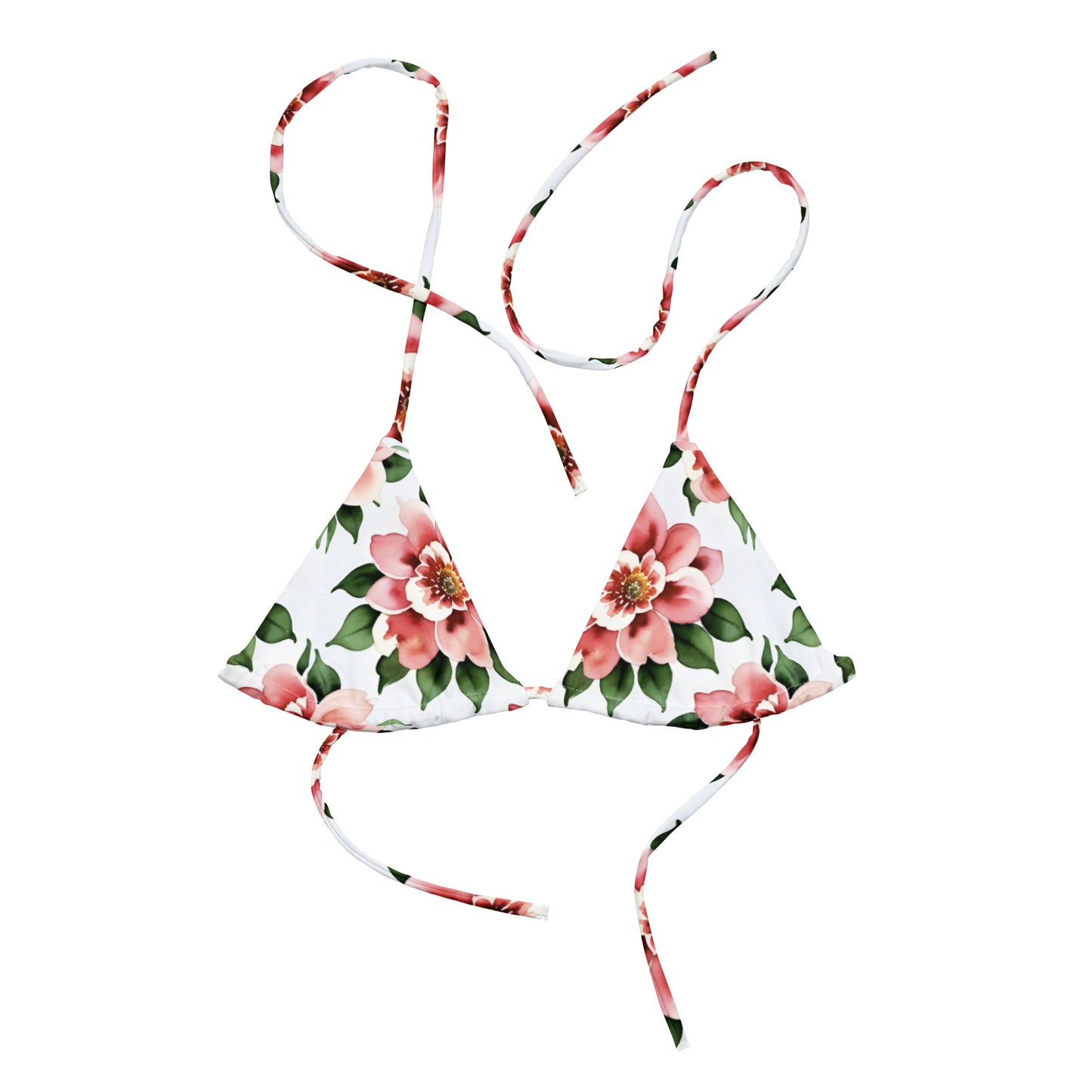 All-over print recycled string bikini top