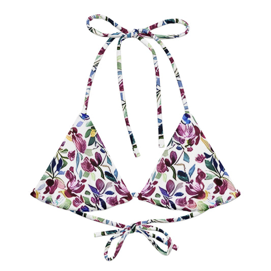 All-over print recycled string bikini top