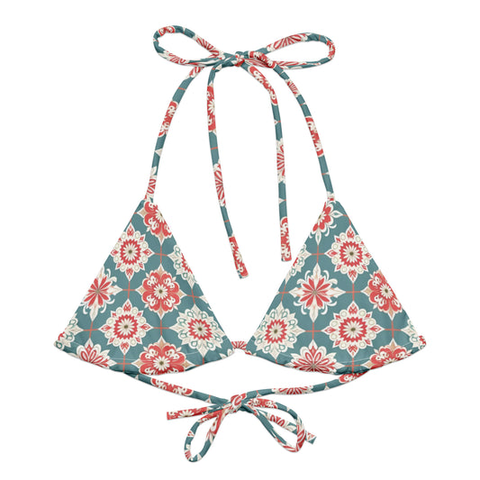 All-over print recycled string bikini top