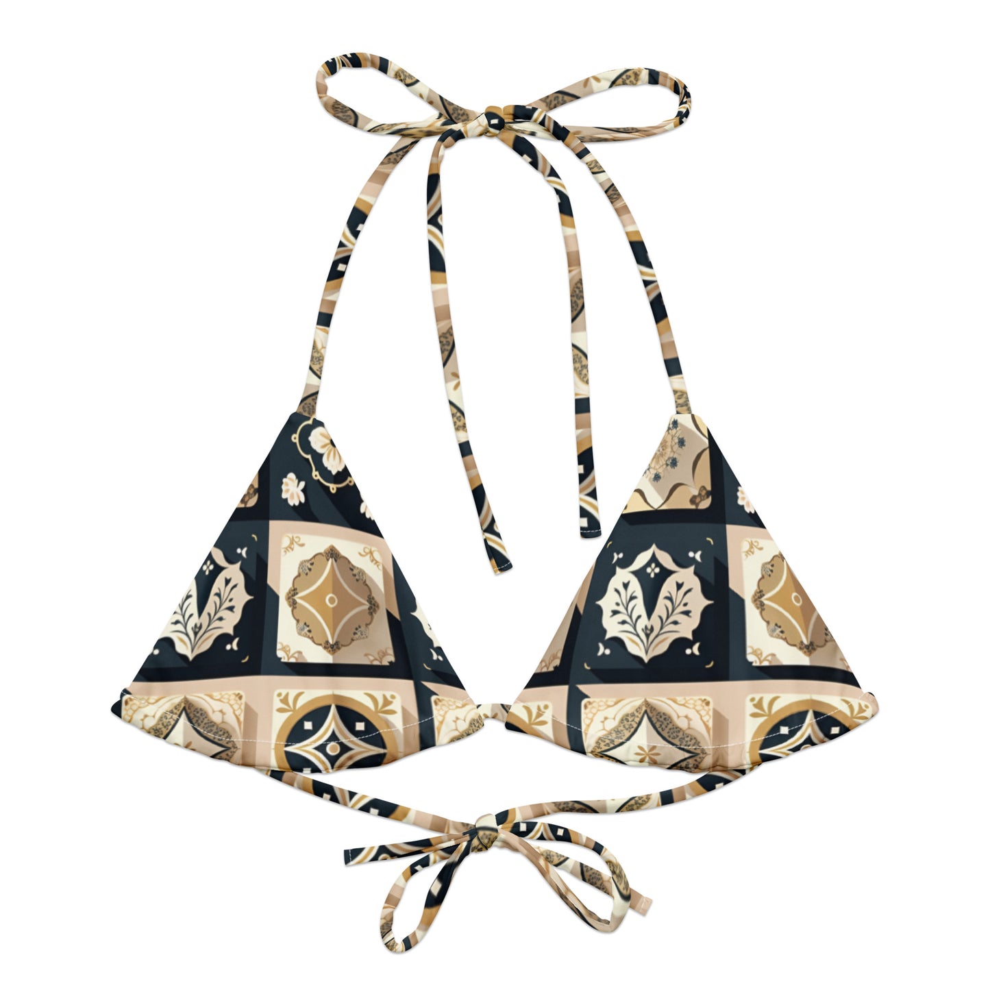 All-over print recycled string bikini top