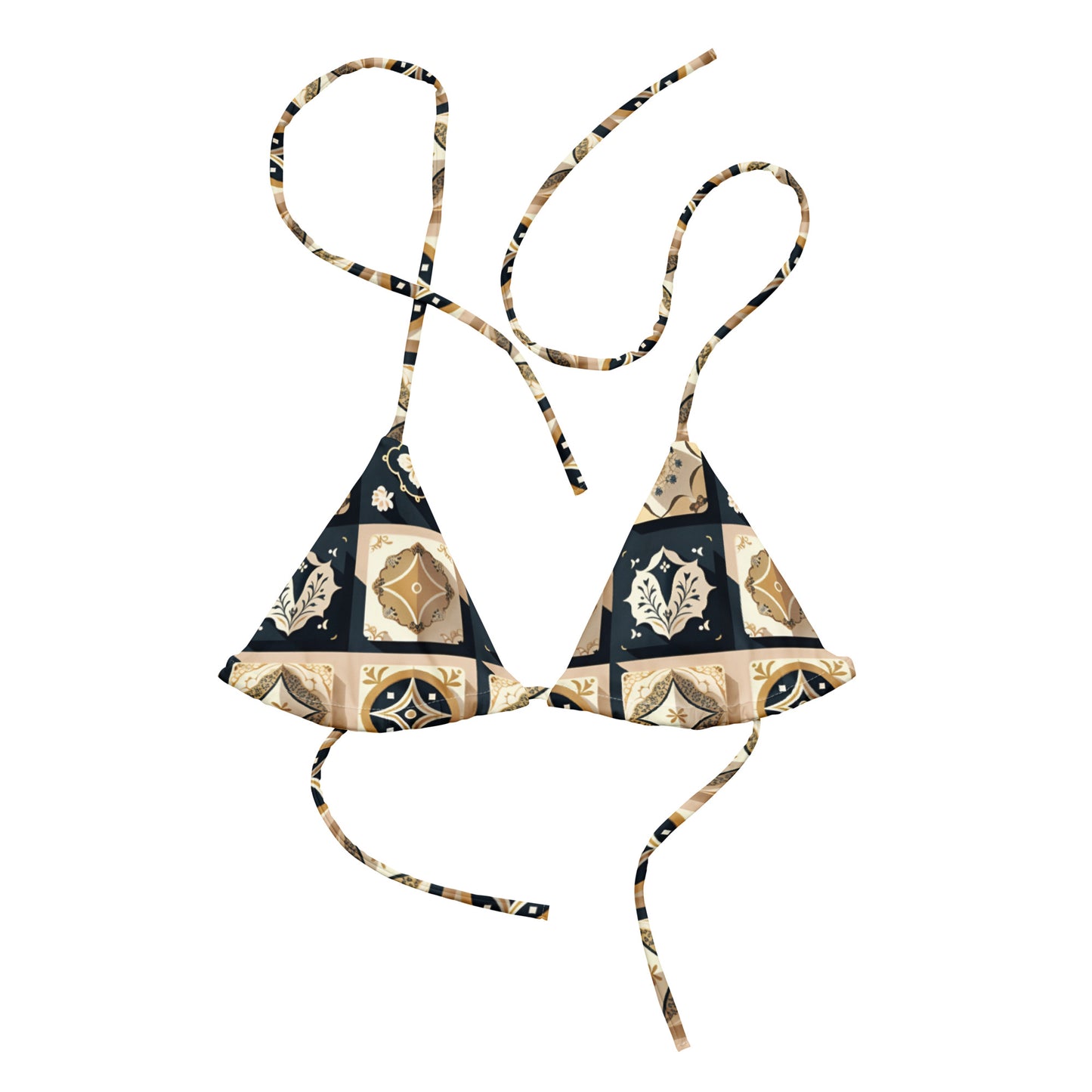 All-over print recycled string bikini top