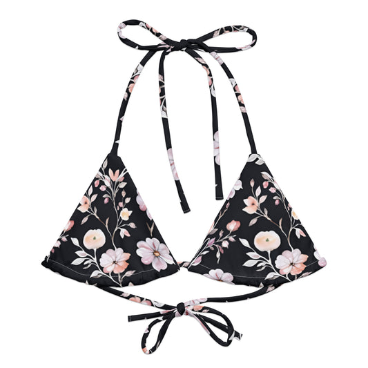 All-over print recycled string bikini top