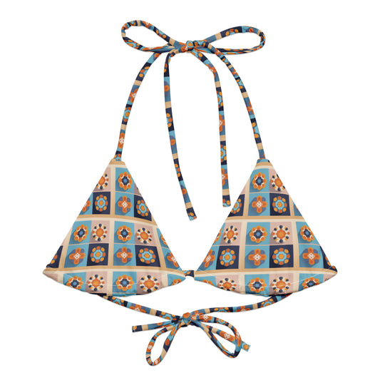 All-over print recycled string bikini top