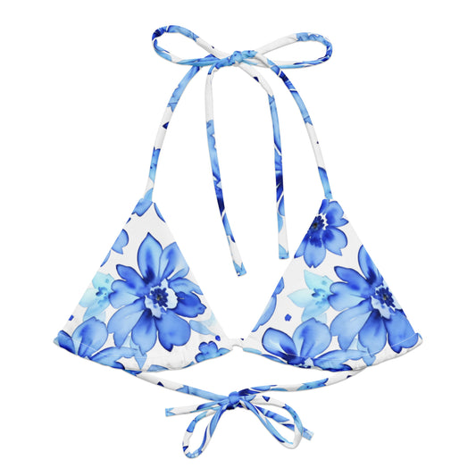 All-over print recycled string bikini top