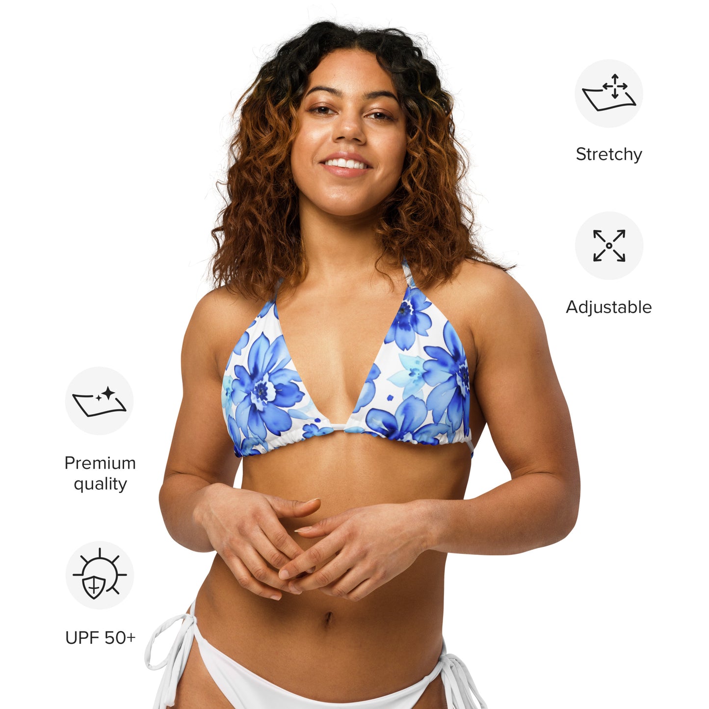 All-over print recycled string bikini top