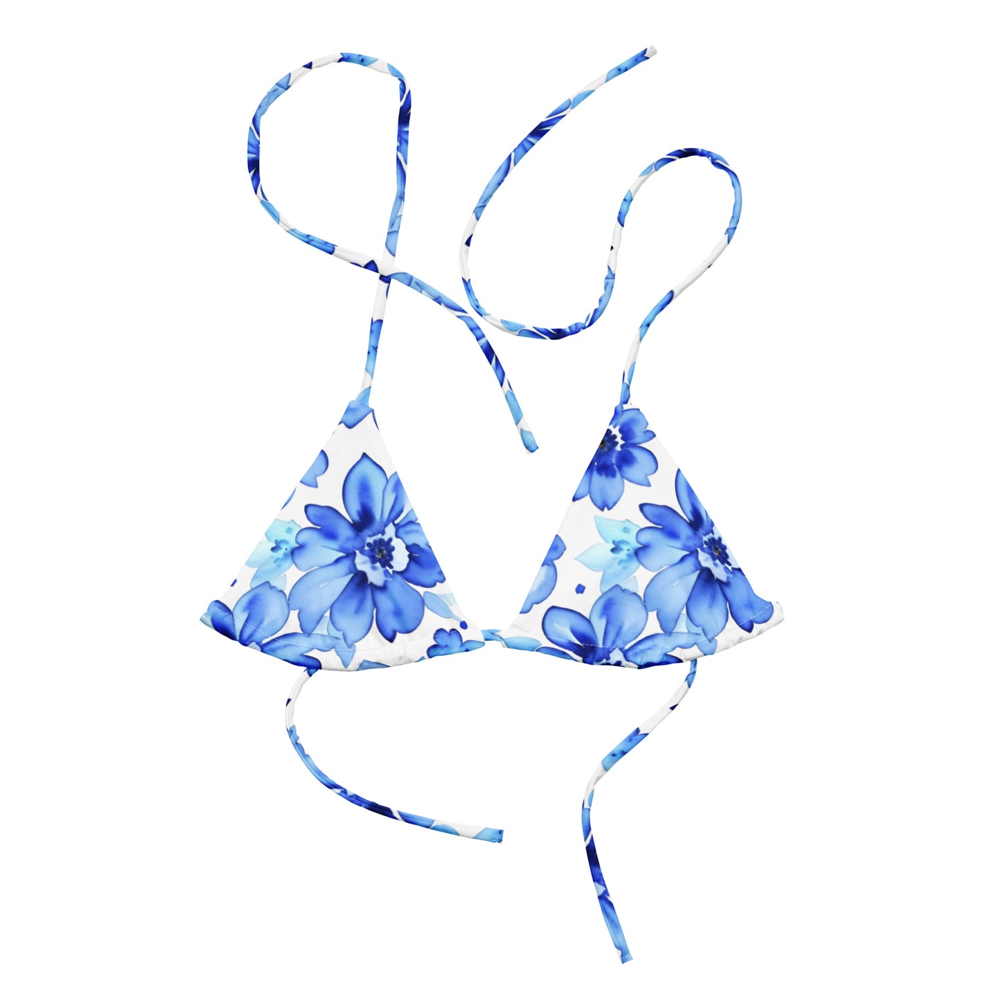 All-over print recycled string bikini top