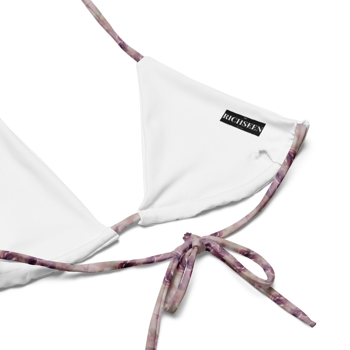 All-over print recycled string bikini top