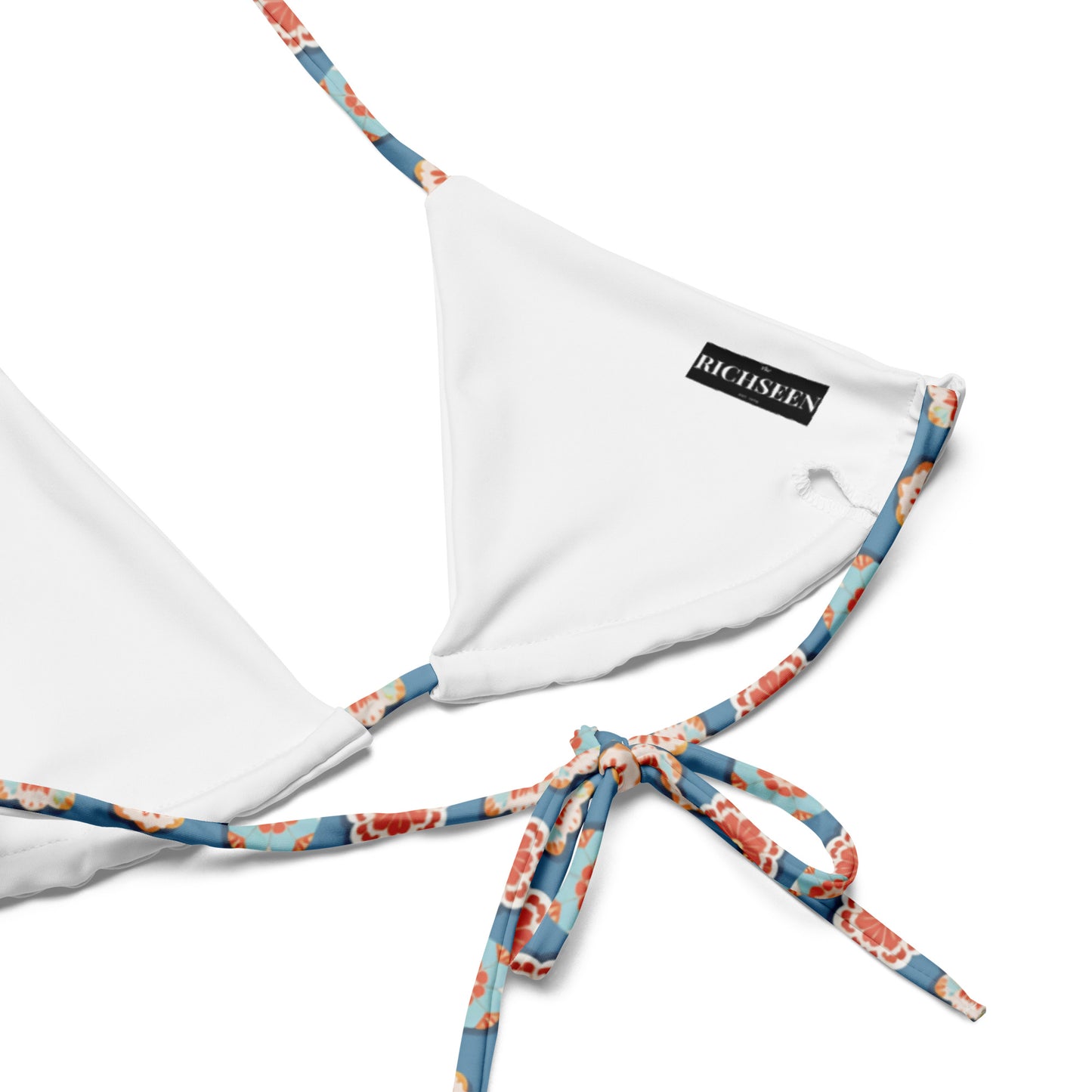 All-over print recycled string bikini top