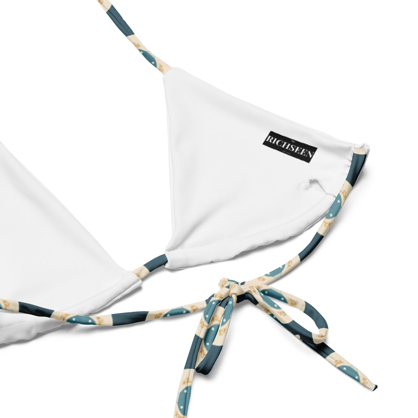 All-over print recycled string bikini top