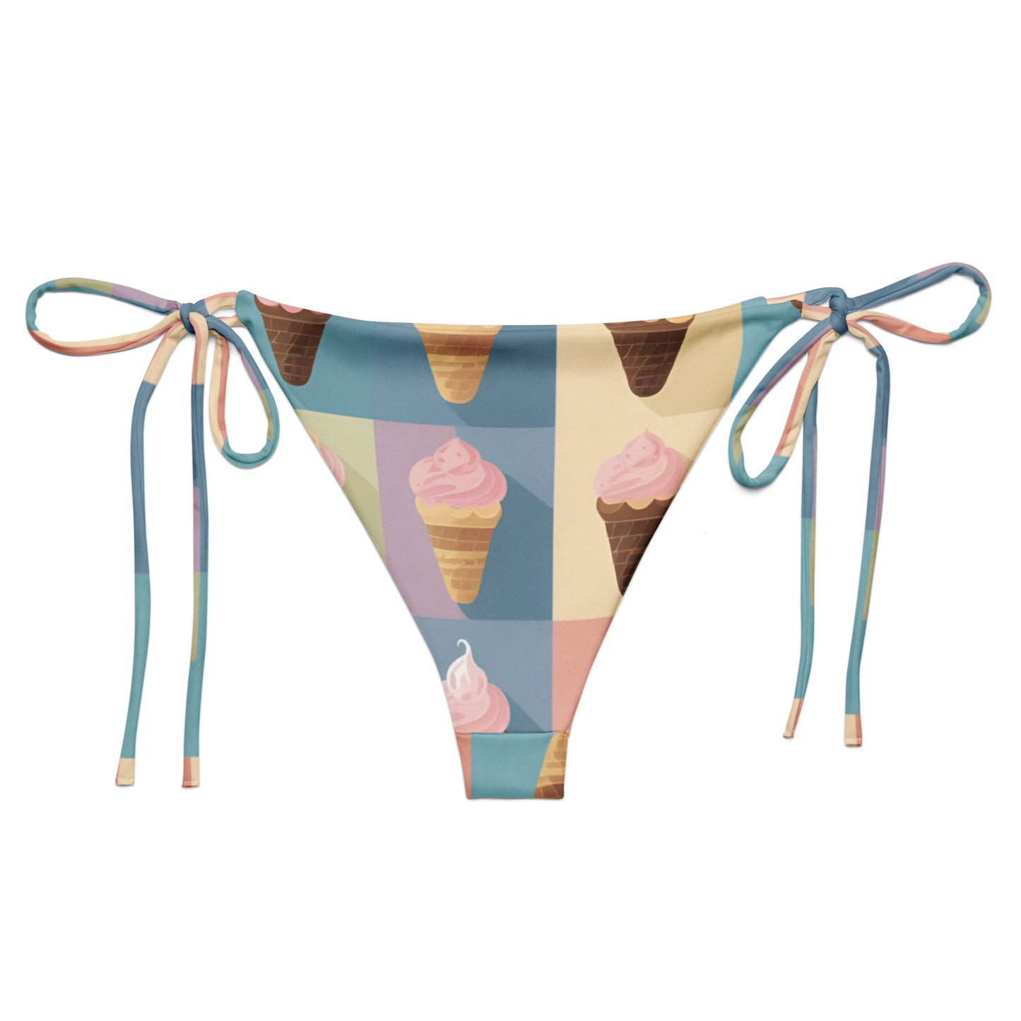 All-over print recycled string bikini bottom