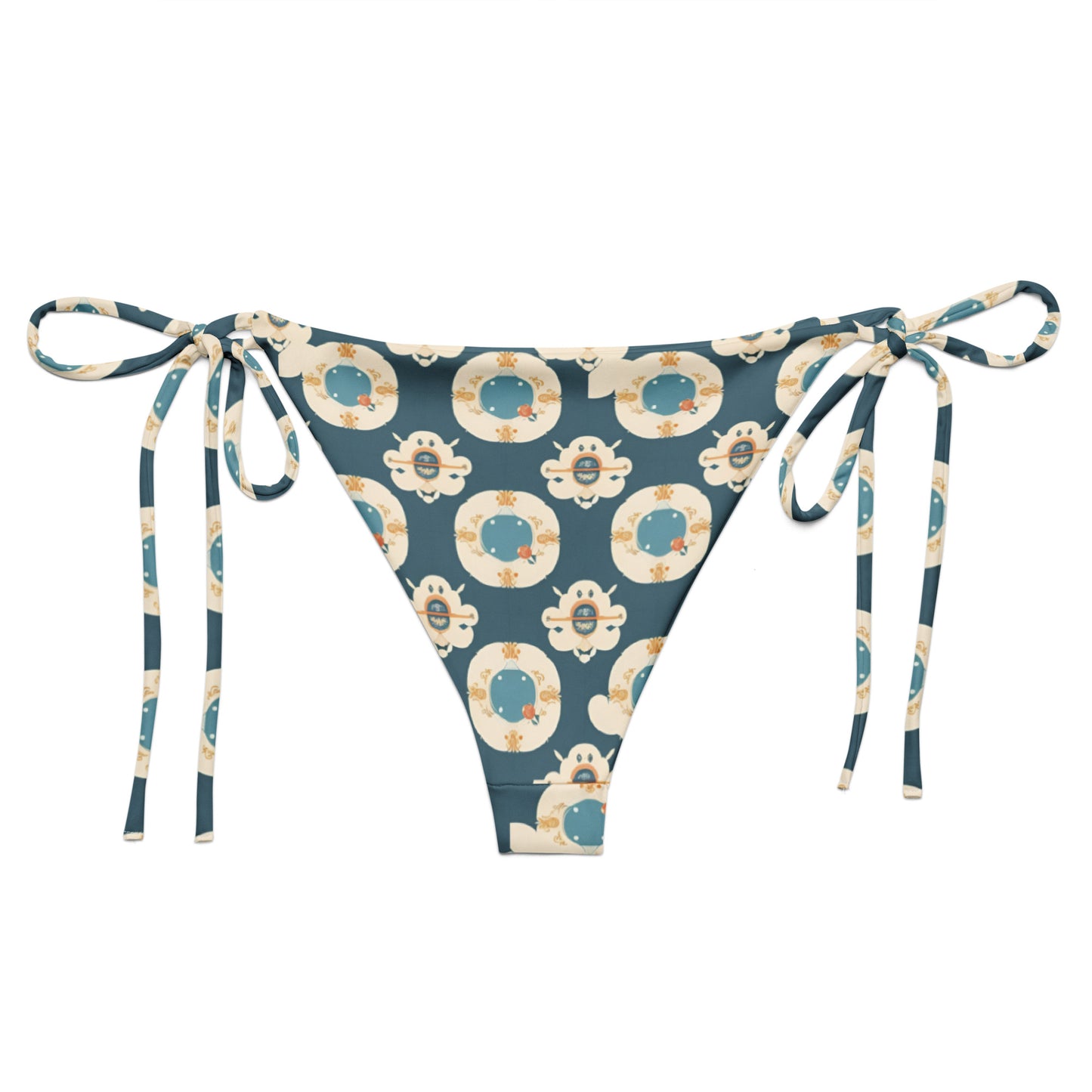 All-over print recycled string bikini bottom