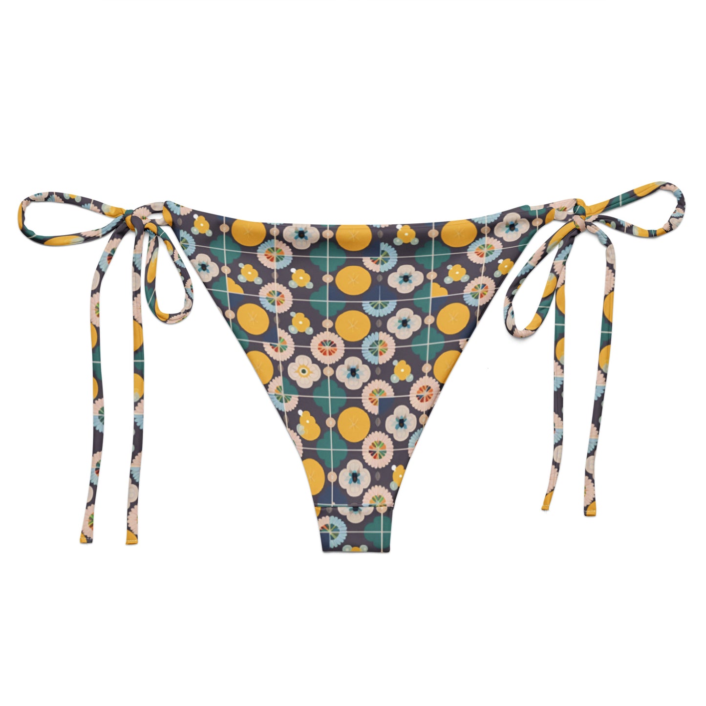 All-over print recycled string bikini bottom