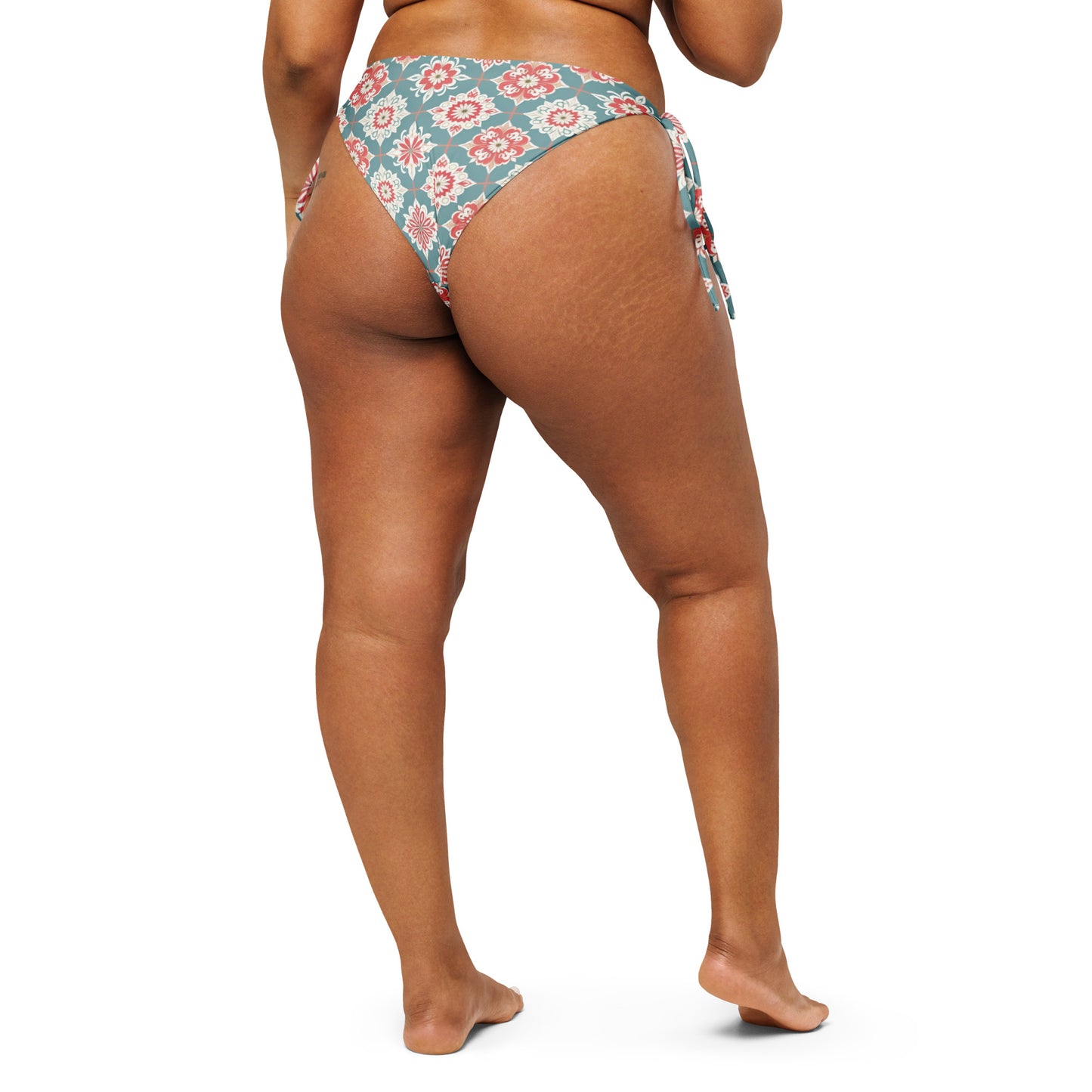 All-over print recycled string bikini bottom