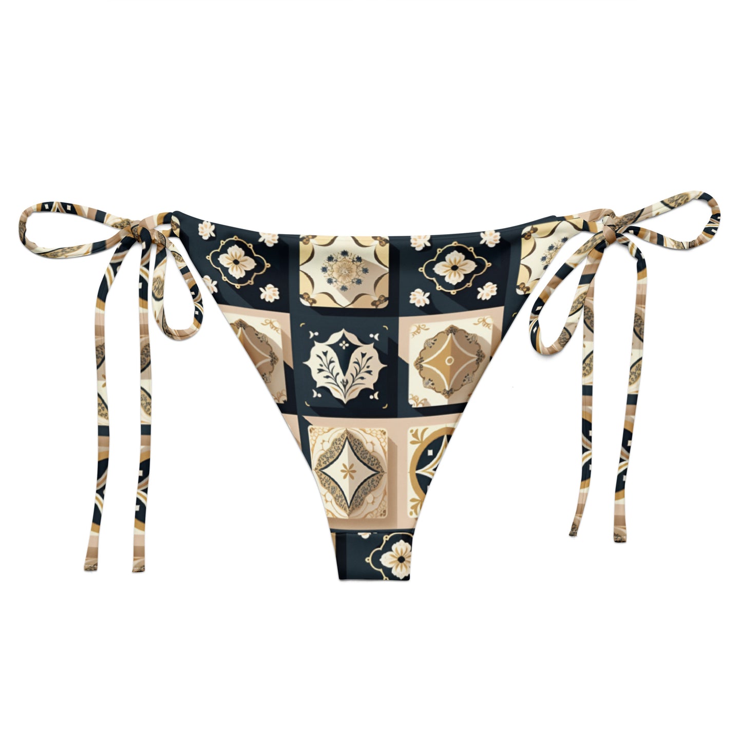 All-over print recycled string bikini bottom