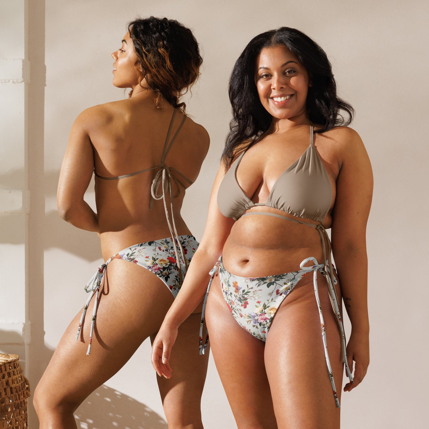 All-over print recycled string bikini bottom