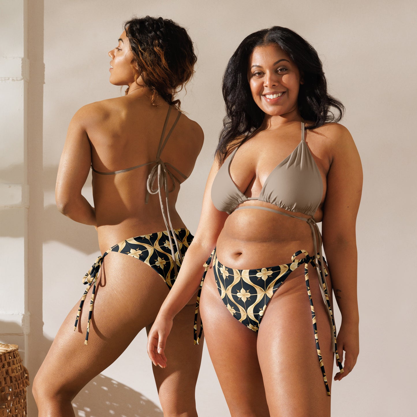 All-over print recycled string bikini bottom