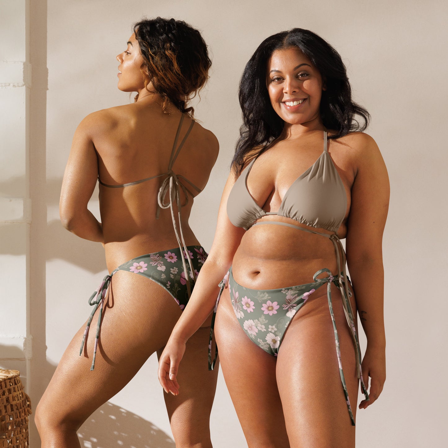 All-over print recycled string bikini bottom