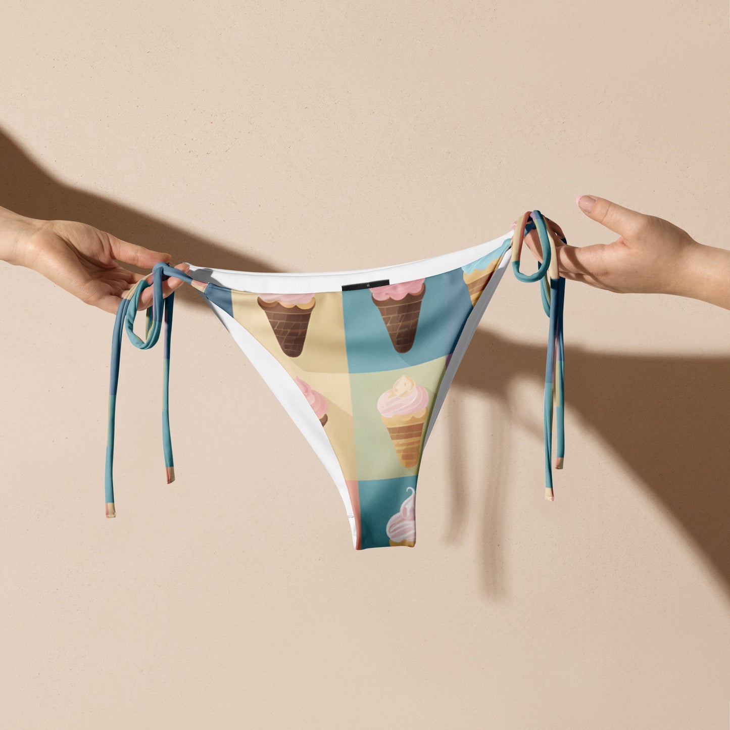 All-over print recycled string bikini bottom