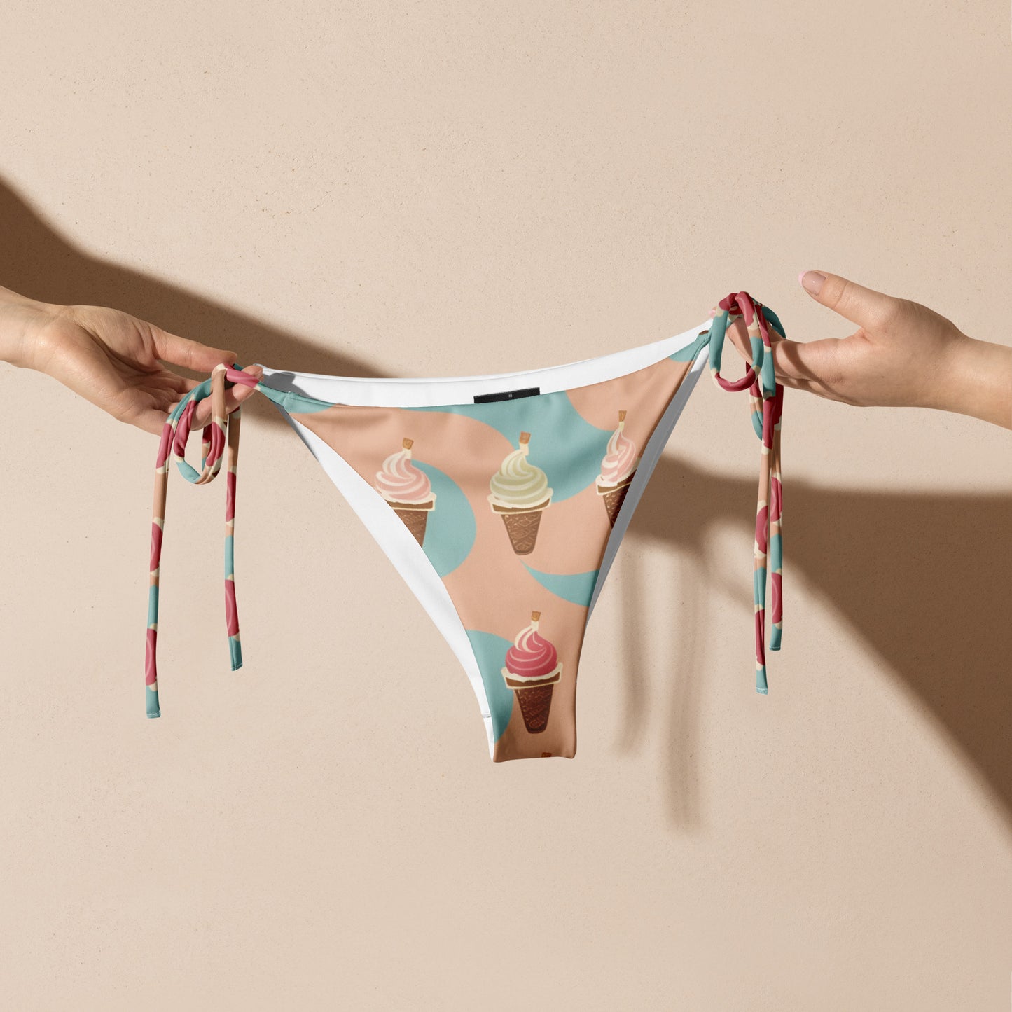 All-over print recycled string bikini bottom