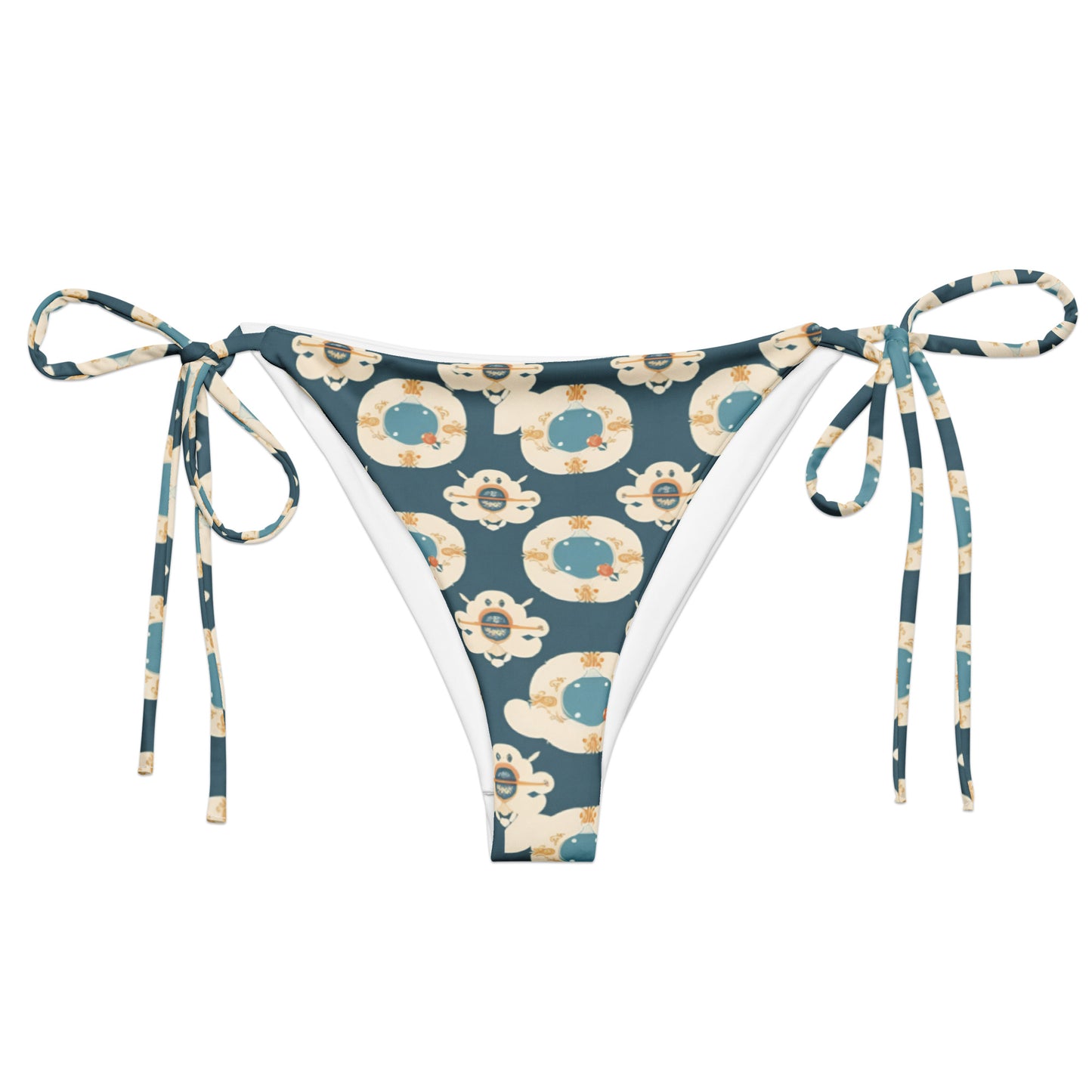 All-over print recycled string bikini bottom