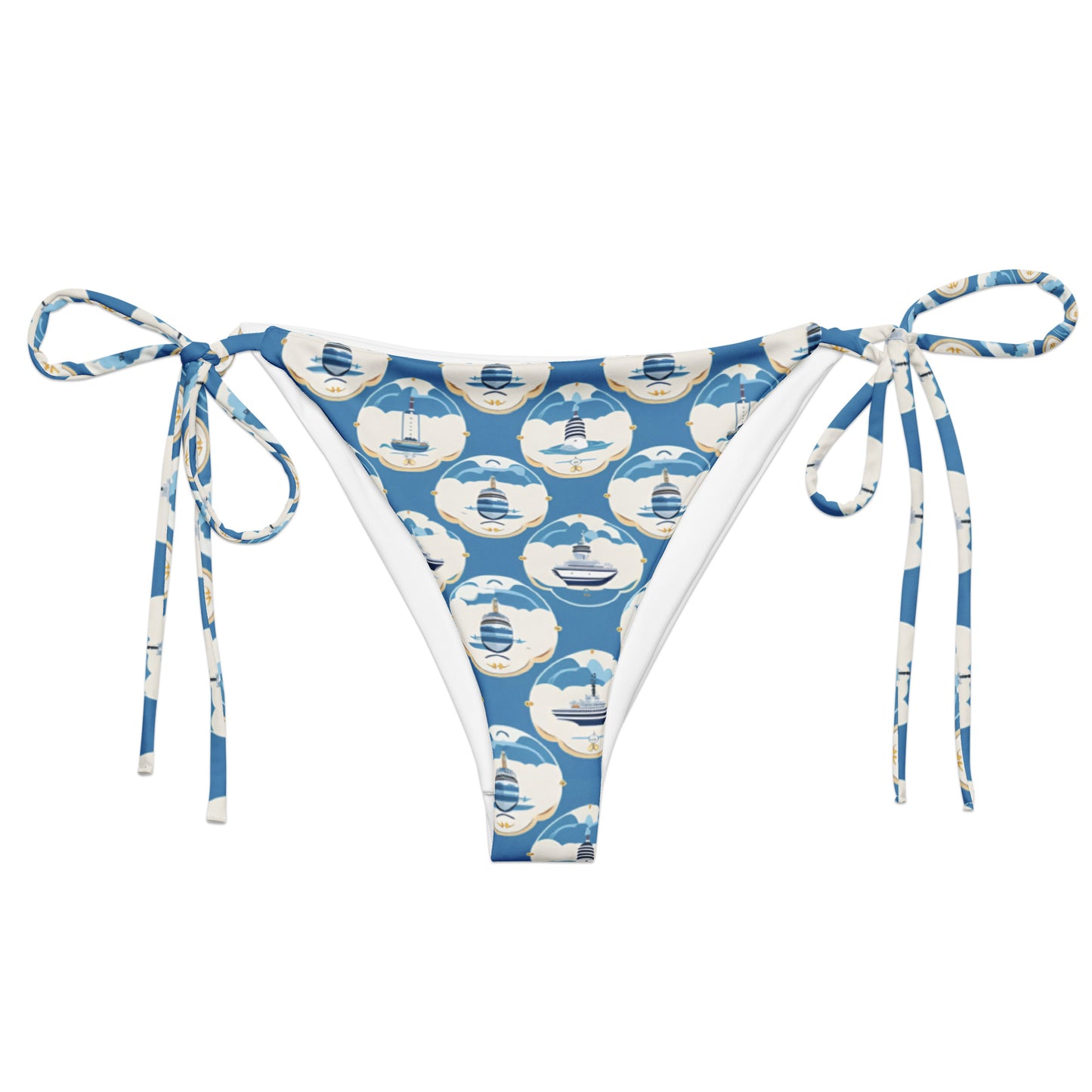 All-over print recycled string bikini bottom