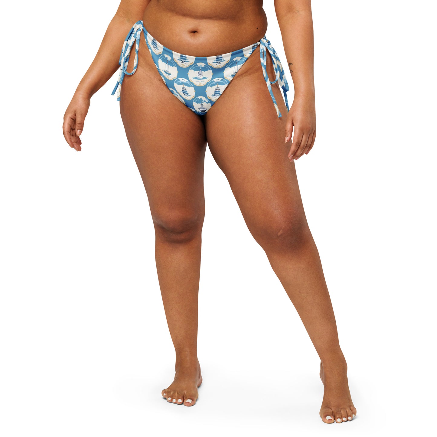 All-over print recycled string bikini bottom