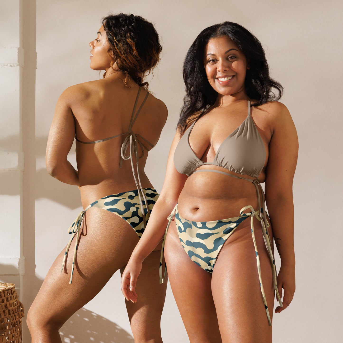 All-over print recycled string bikini bottom