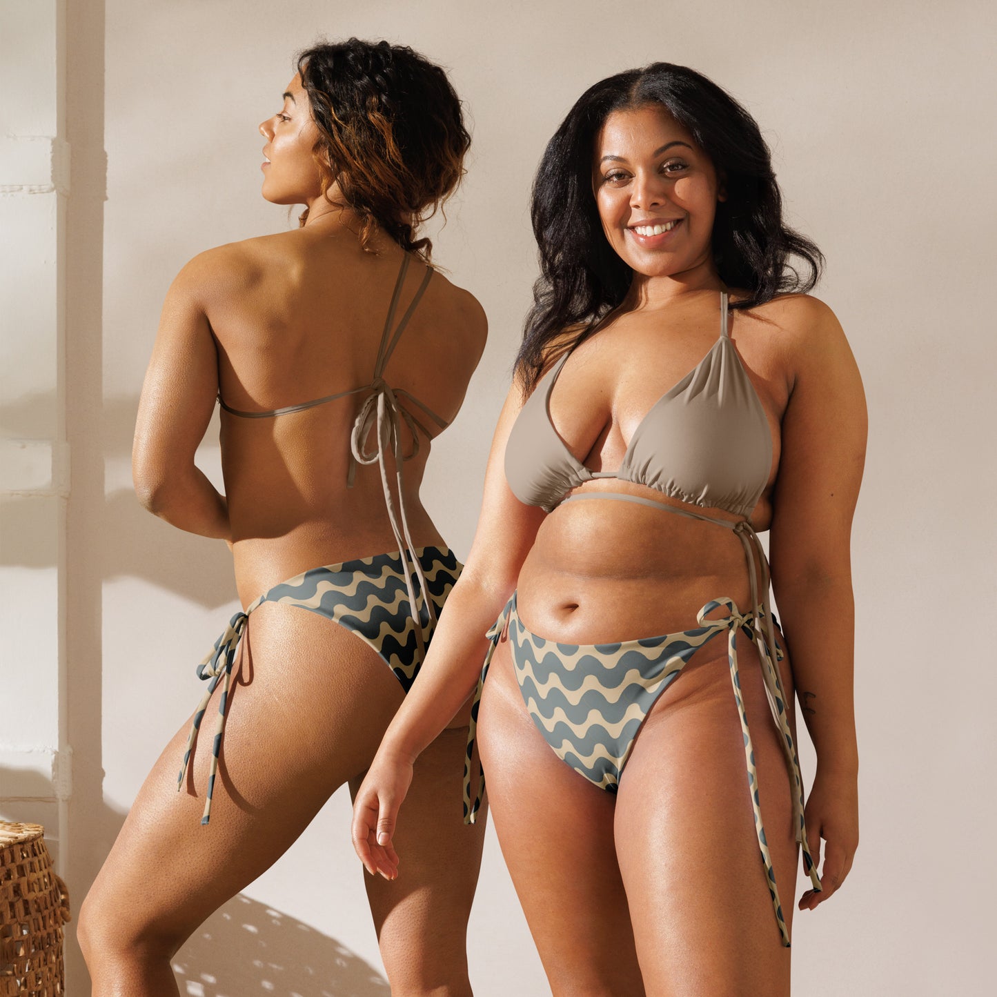 All-over print recycled string bikini bottom