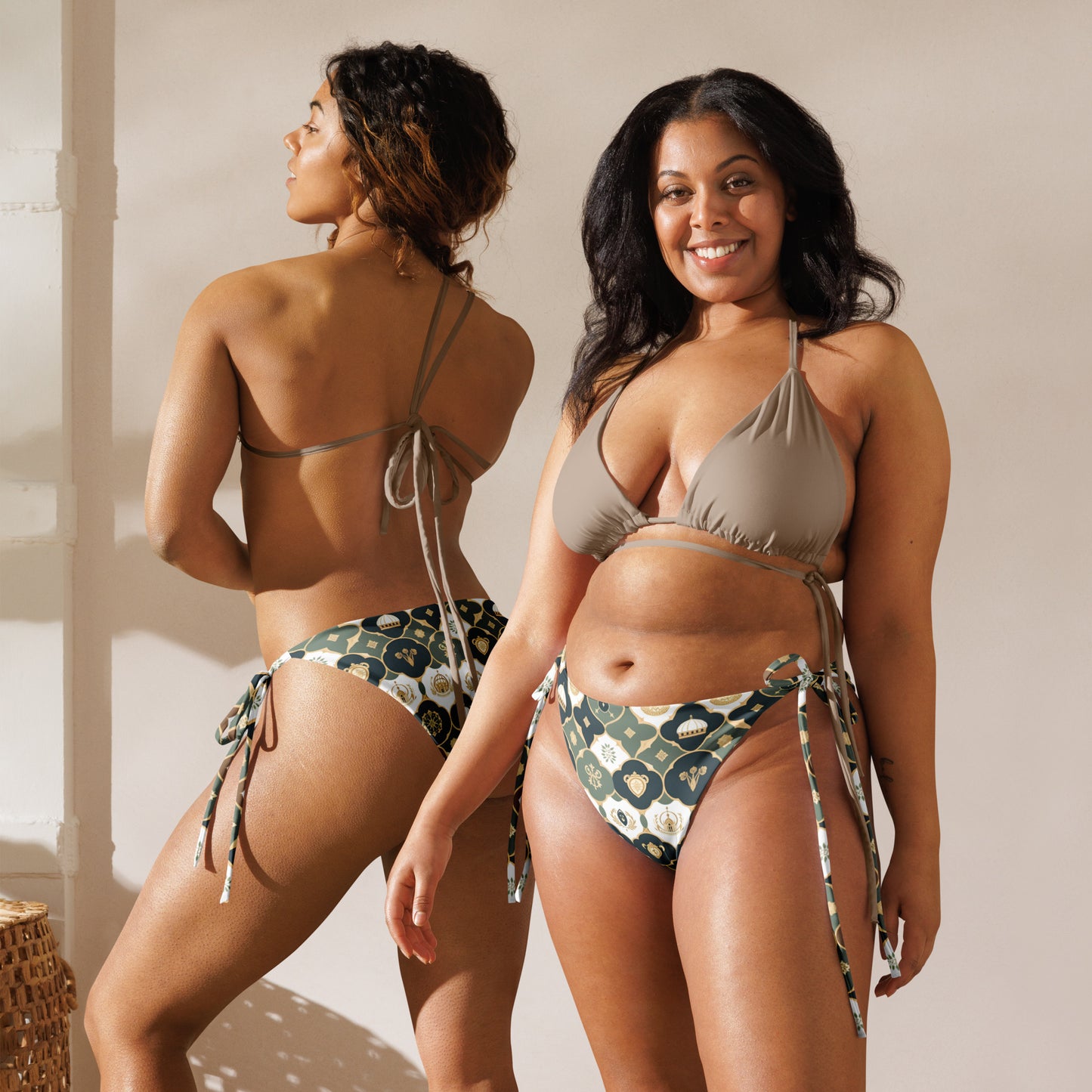 All-over print recycled string bikini bottom