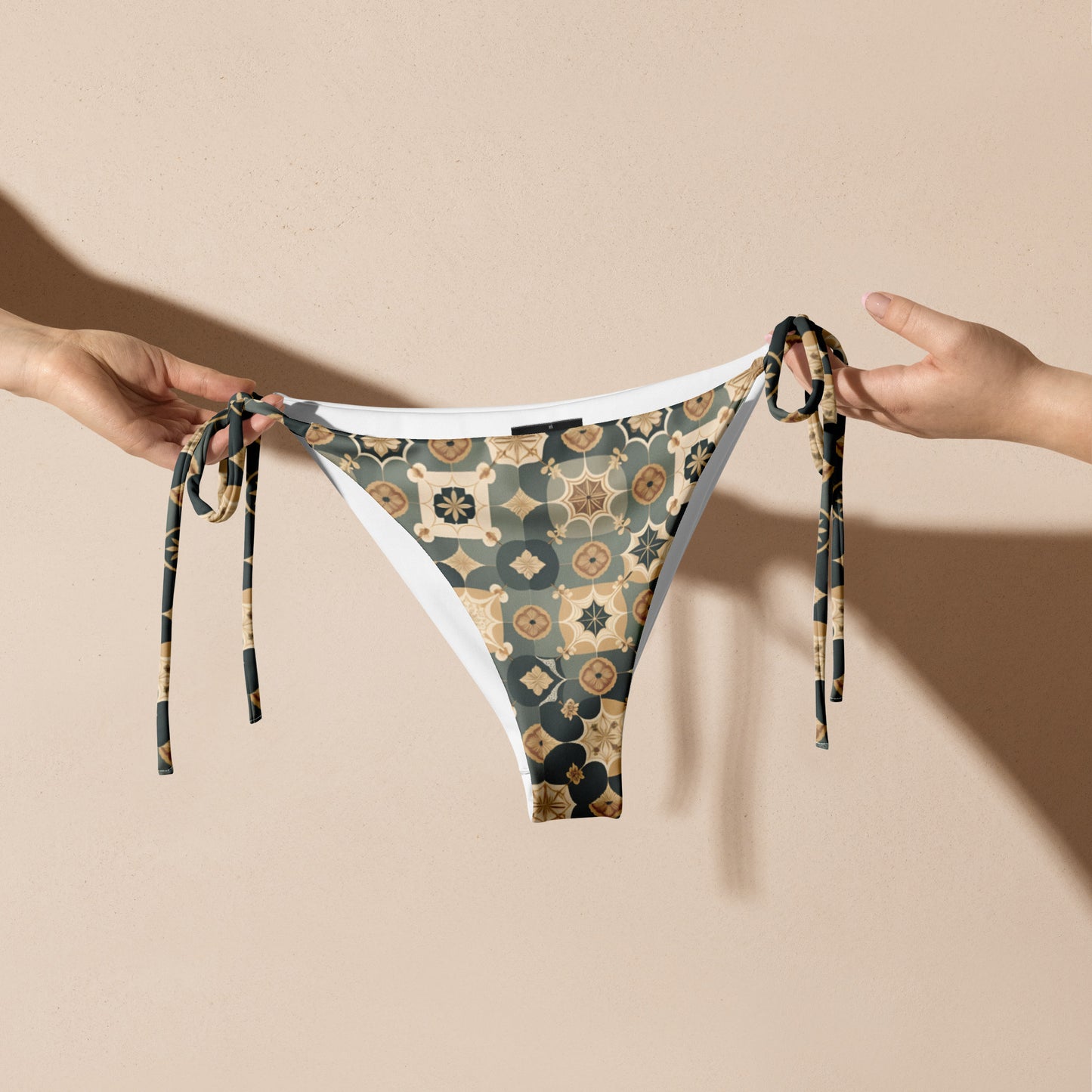 All-over print recycled string bikini bottom