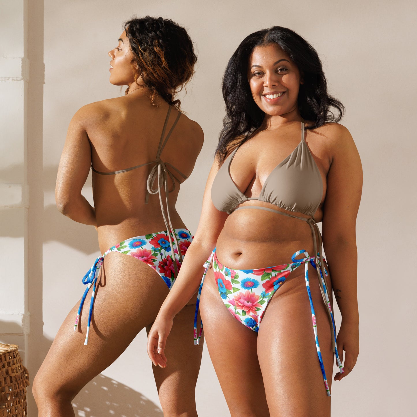 All-over print recycled string bikini bottom