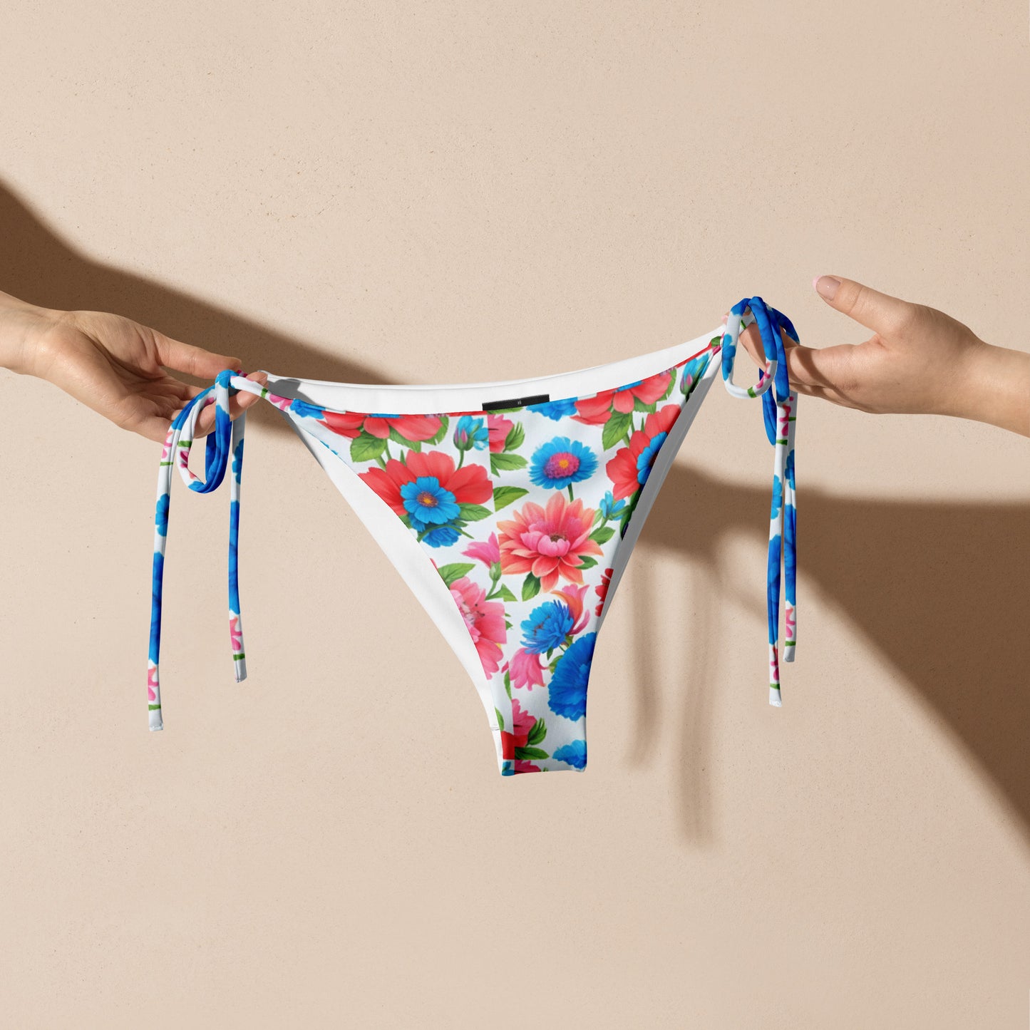 All-over print recycled string bikini bottom