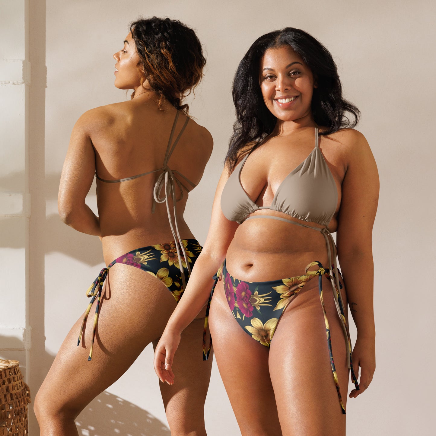 All-over print recycled string bikini bottom