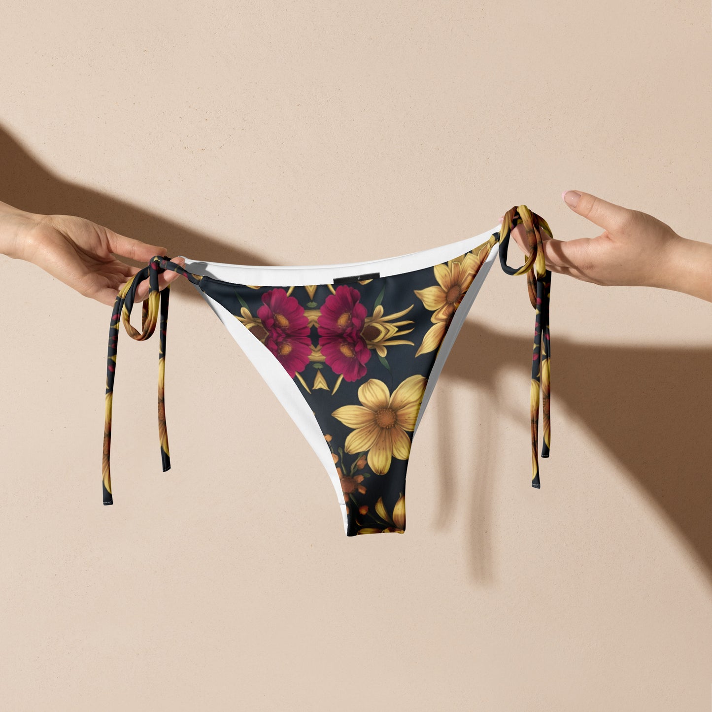 All-over print recycled string bikini bottom