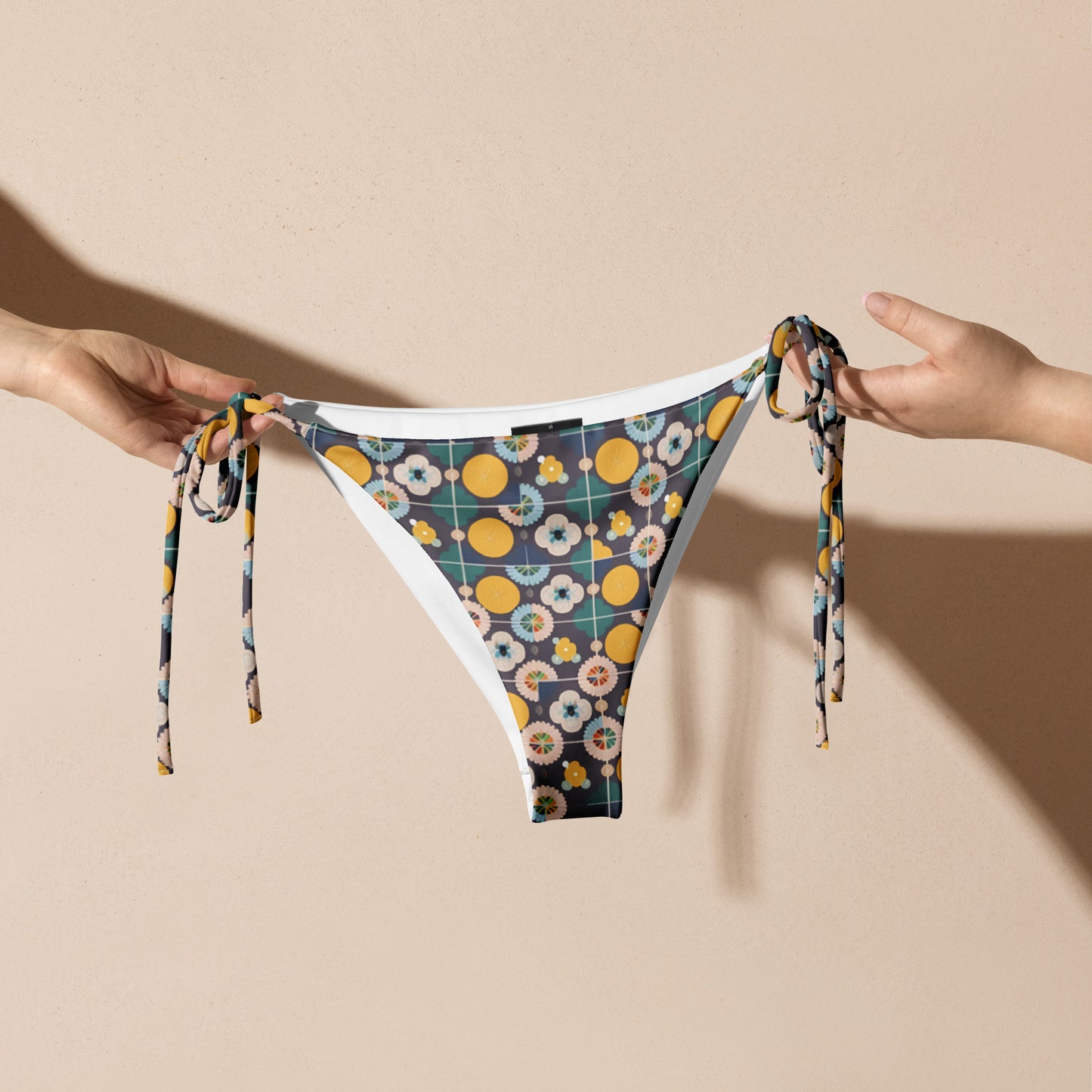 All-over print recycled string bikini bottom