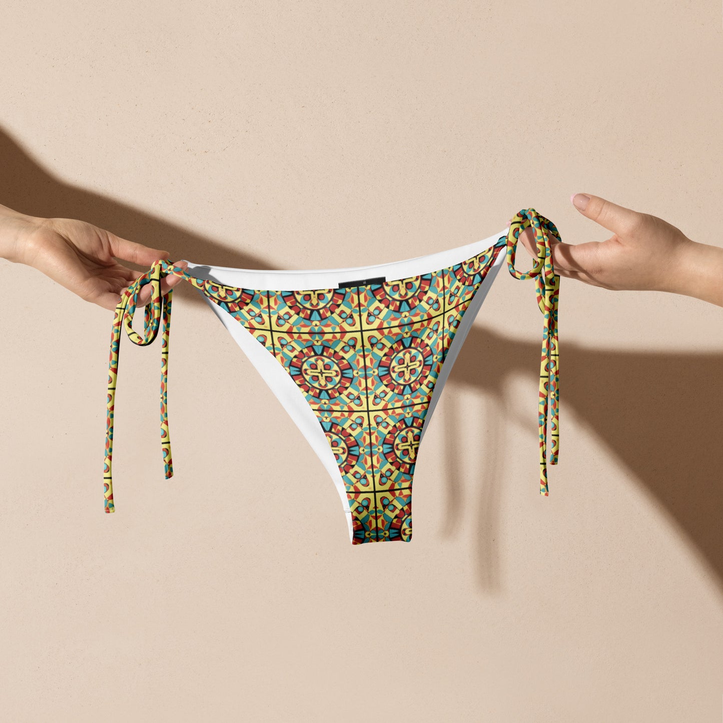 All-over print recycled string bikini bottom