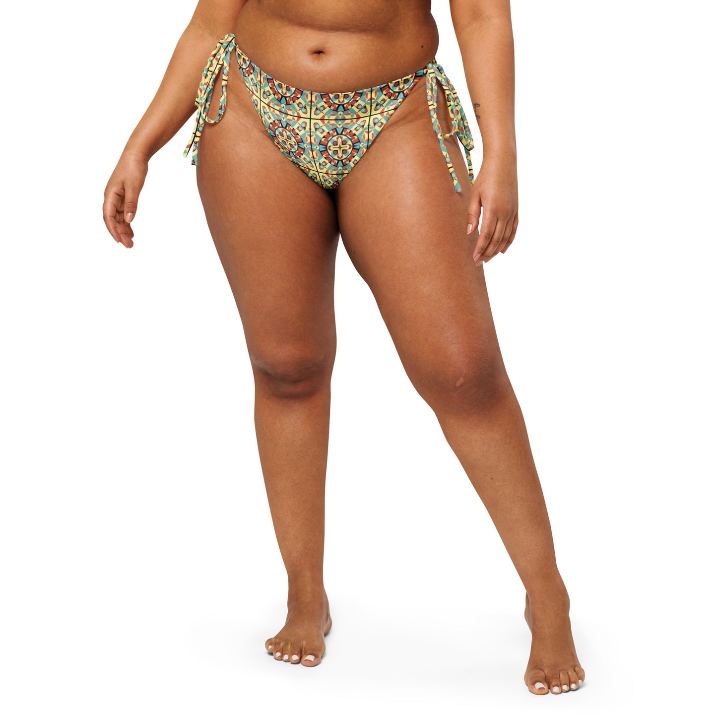 All-over print recycled string bikini bottom