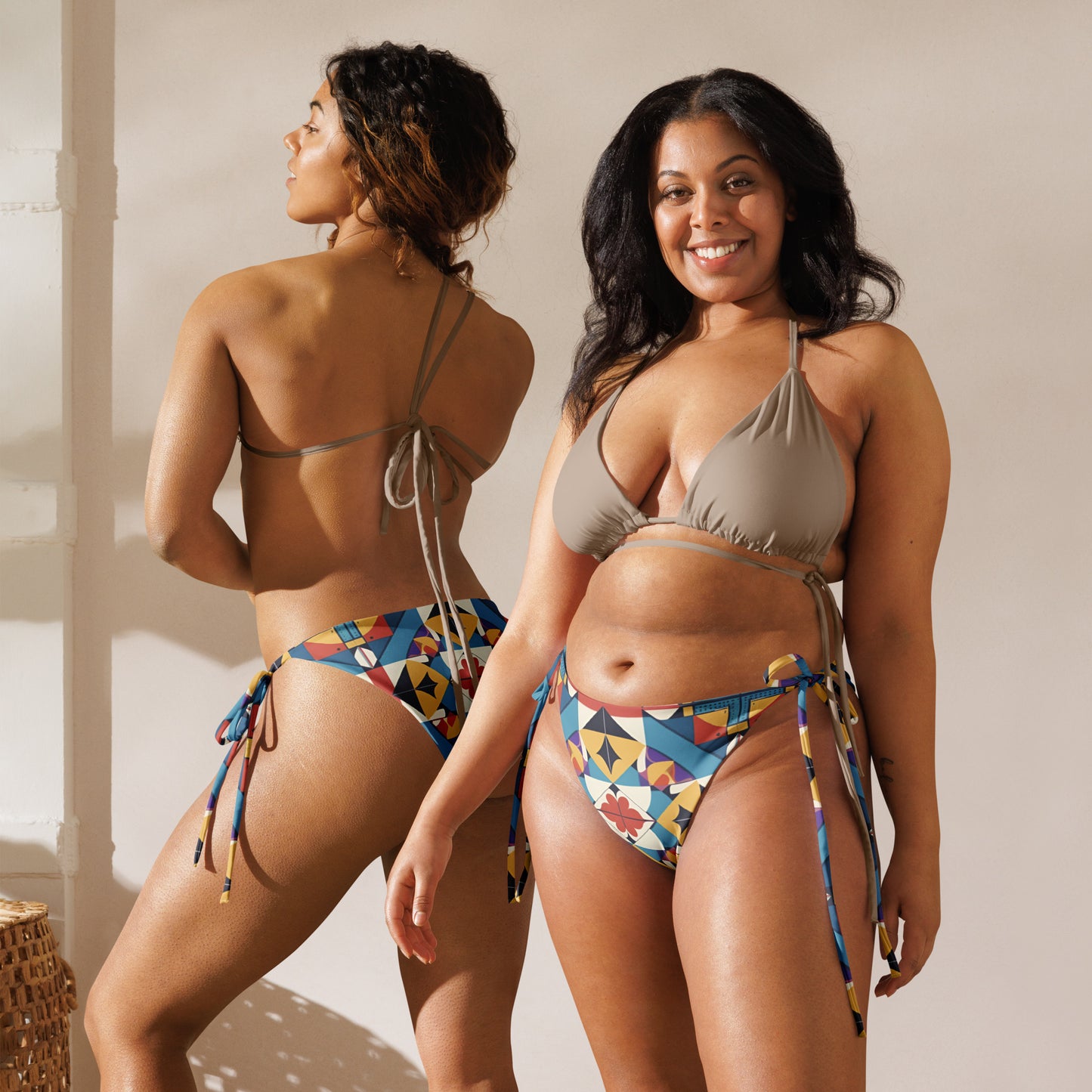 All-over print recycled string bikini bottom