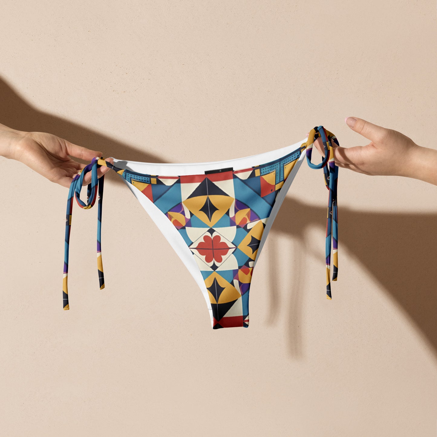 All-over print recycled string bikini bottom