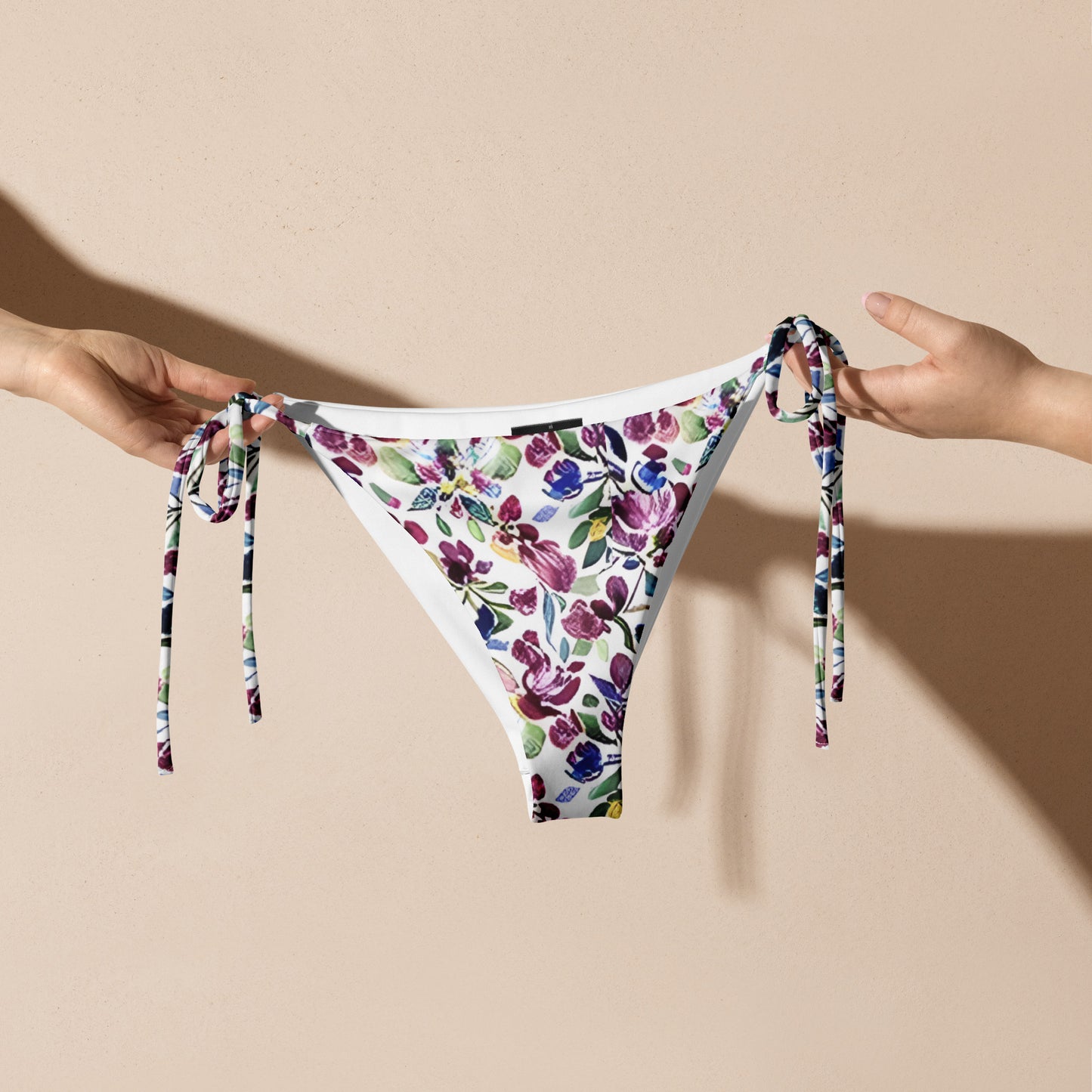 All-over print recycled string bikini bottom