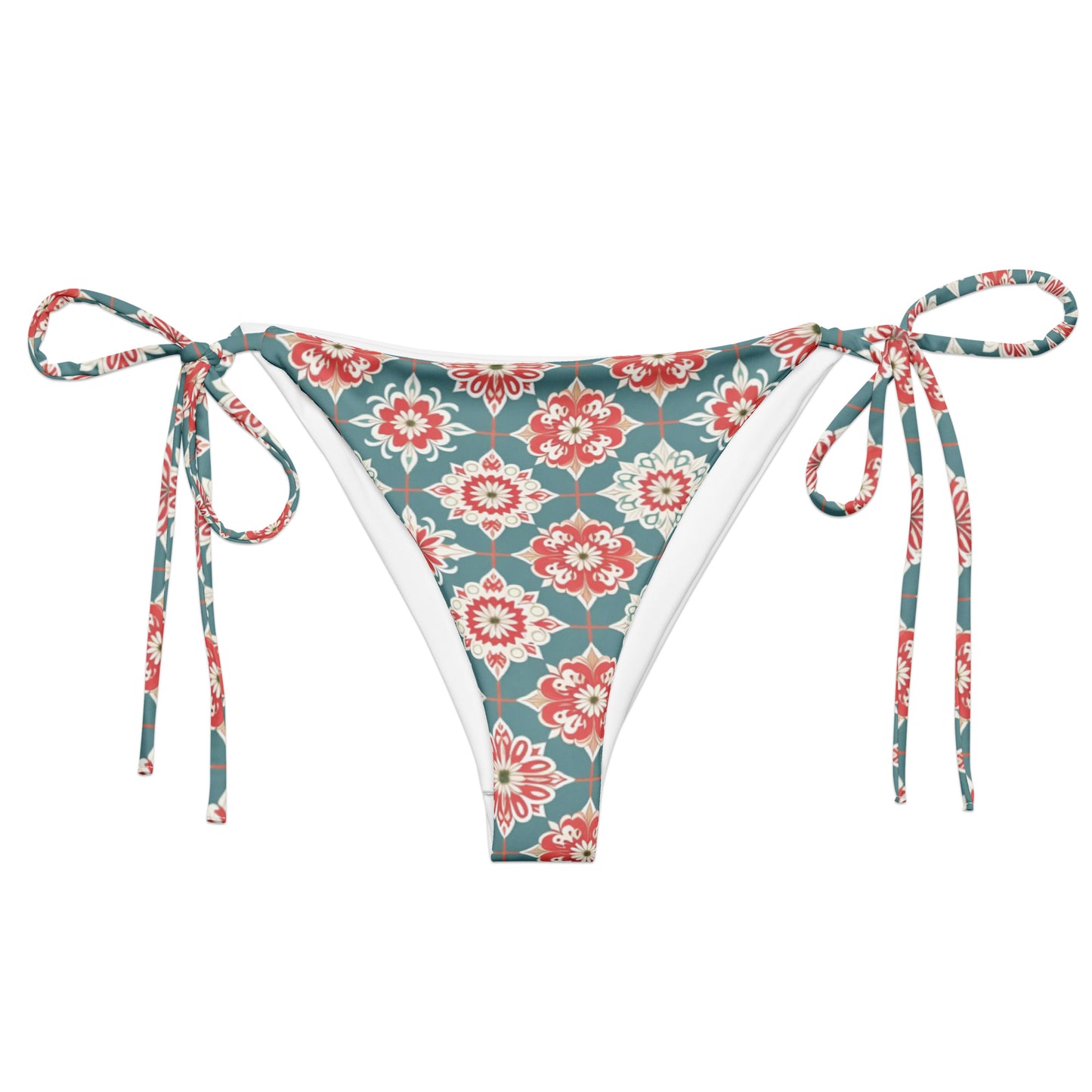 All-over print recycled string bikini bottom