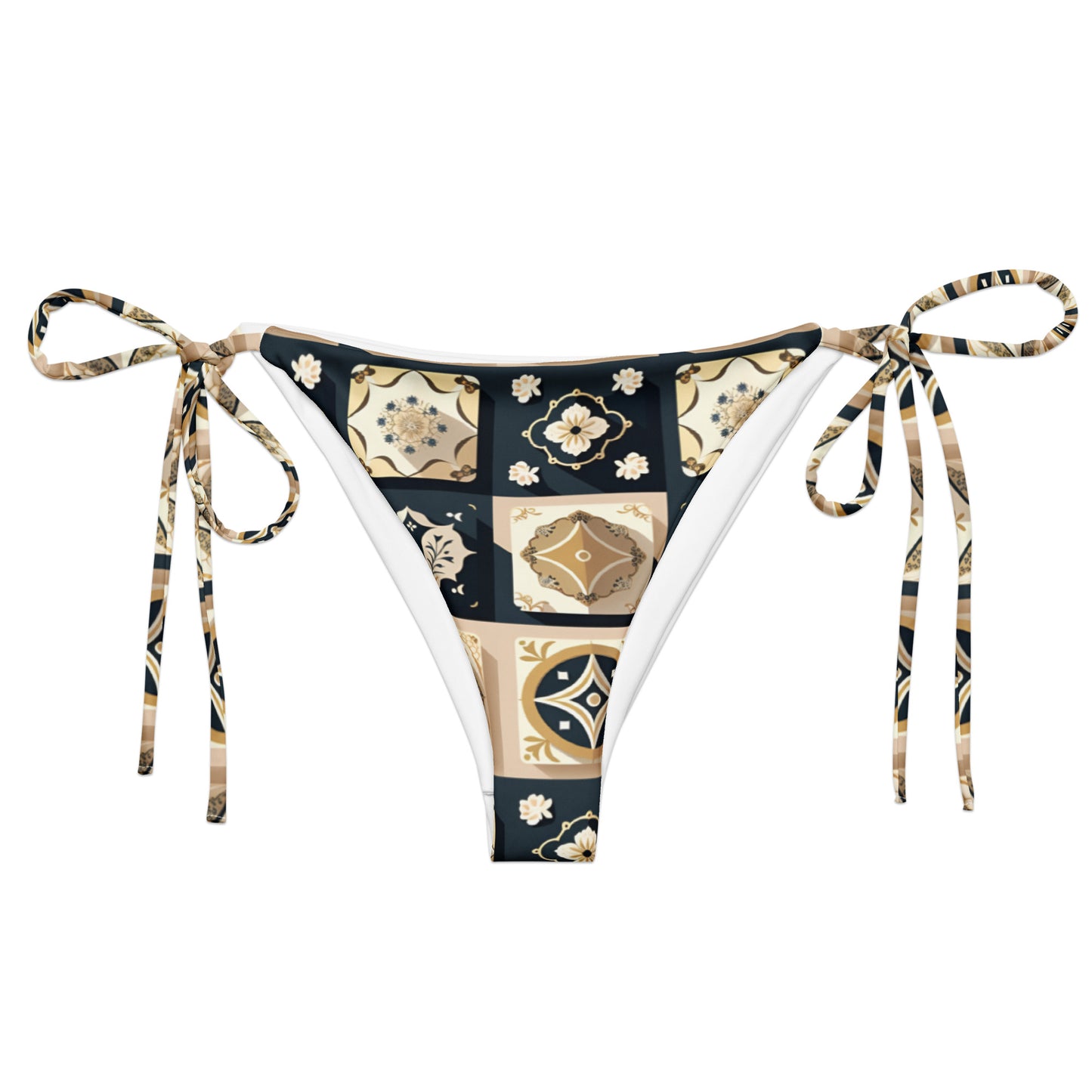 All-over print recycled string bikini bottom