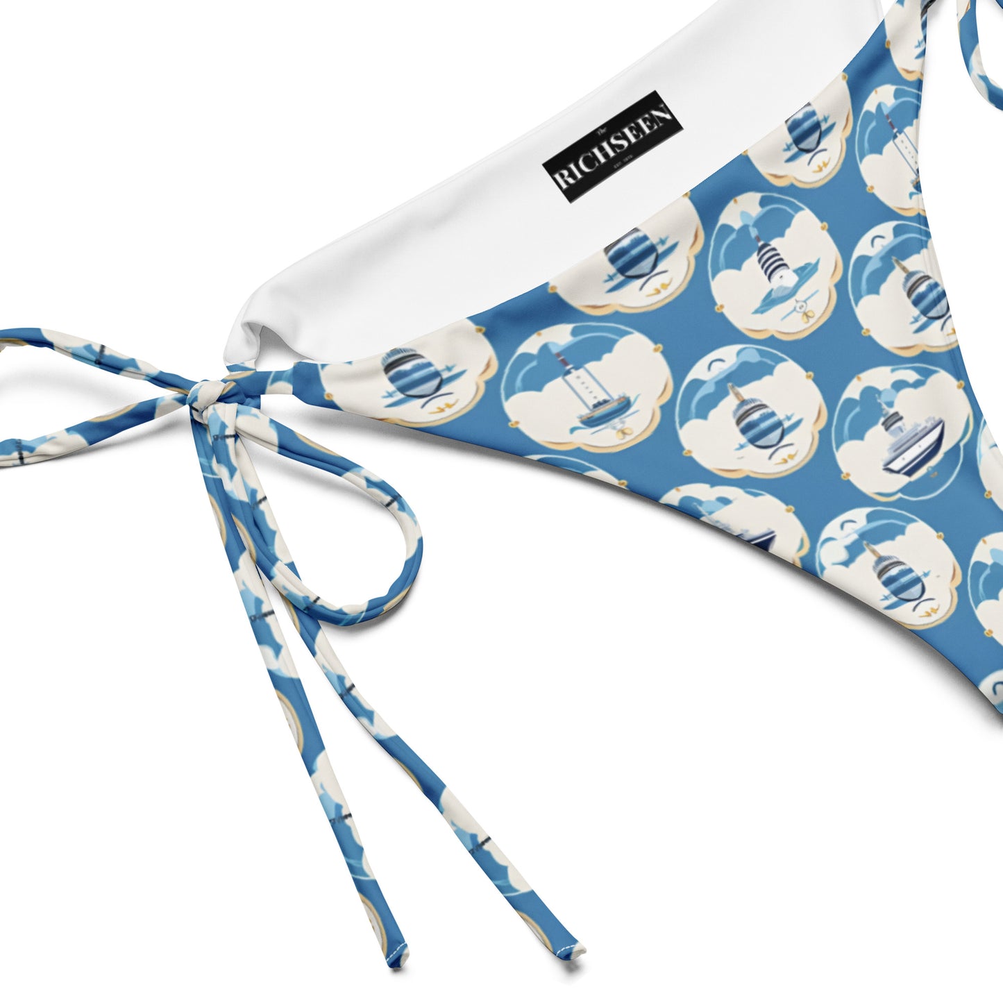 All-over print recycled string bikini bottom