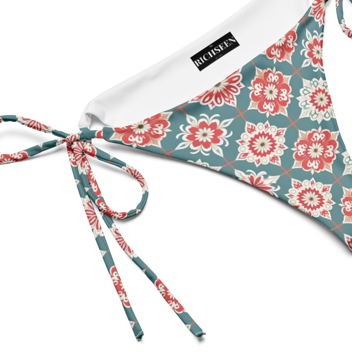 All-over print recycled string bikini bottom