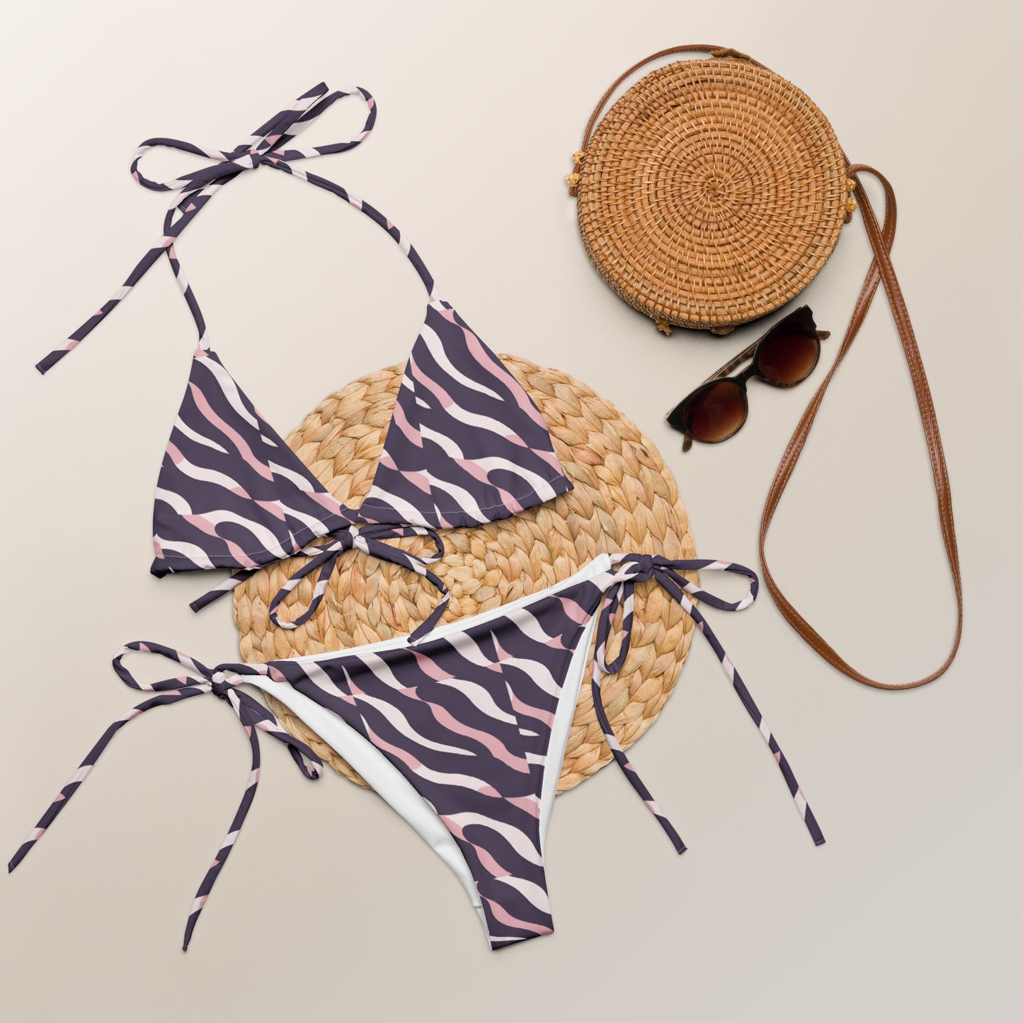 All-over print recycled string bikini