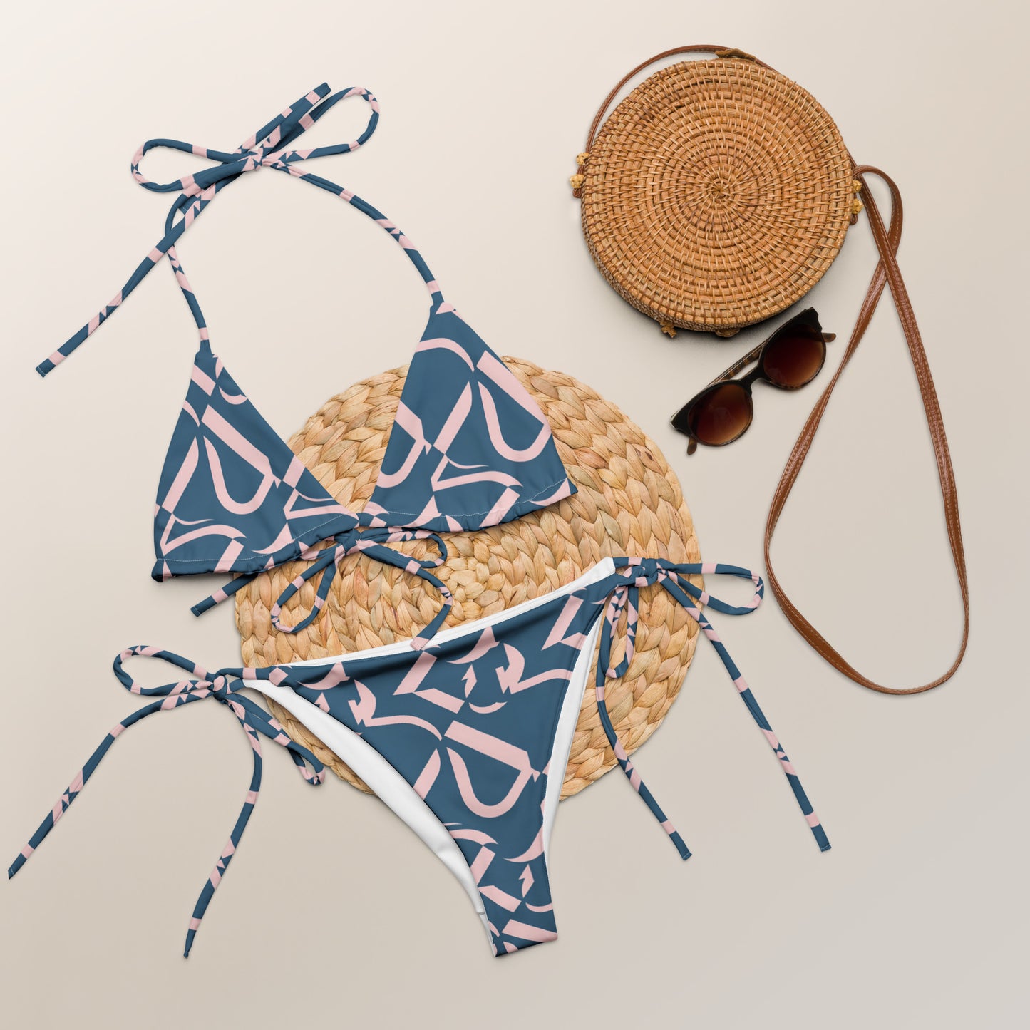 All-over print recycled string bikini