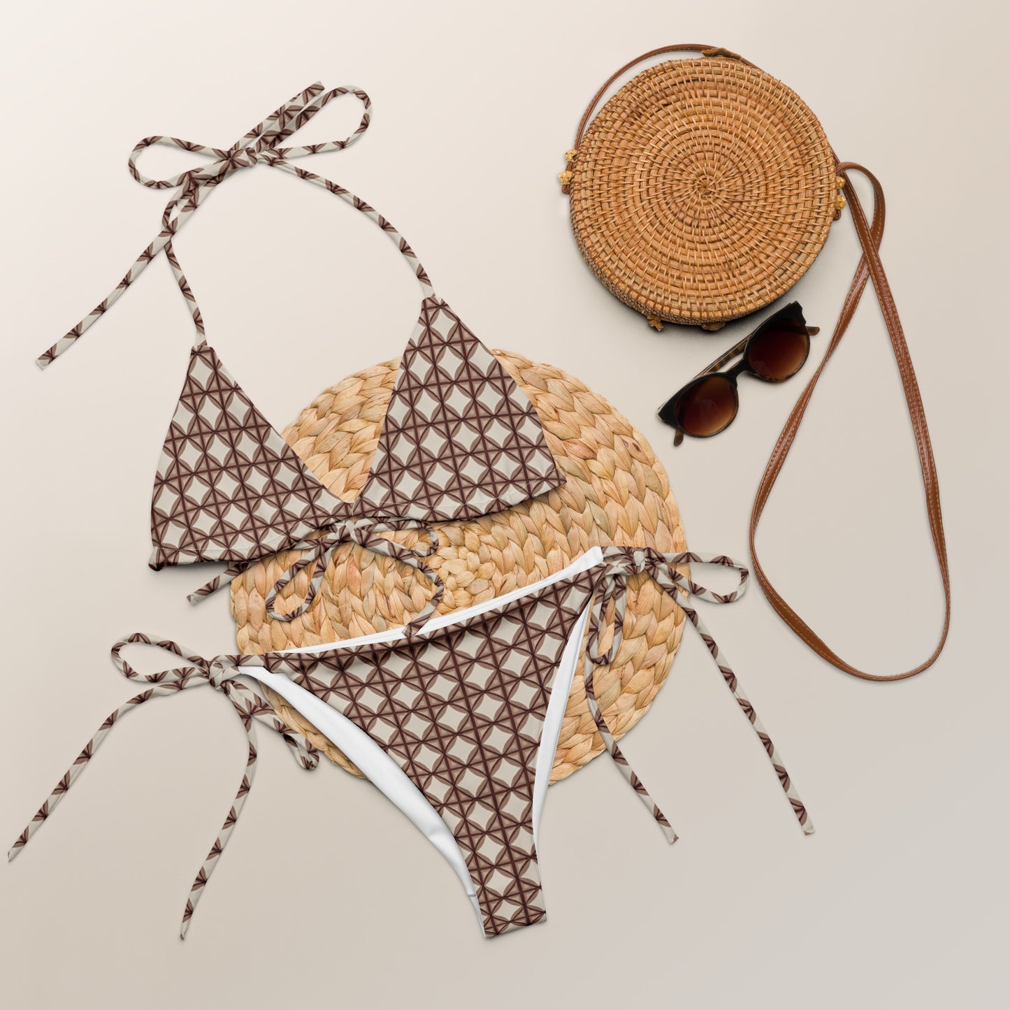 All-over print recycled string bikini