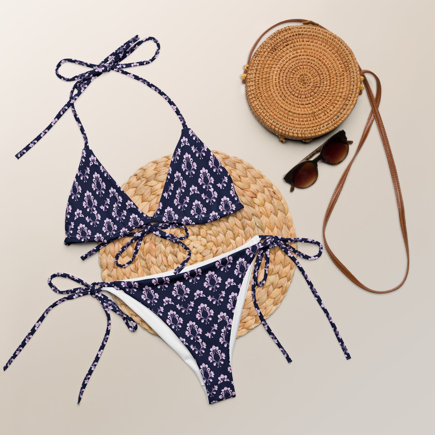 All-over print recycled string bikini